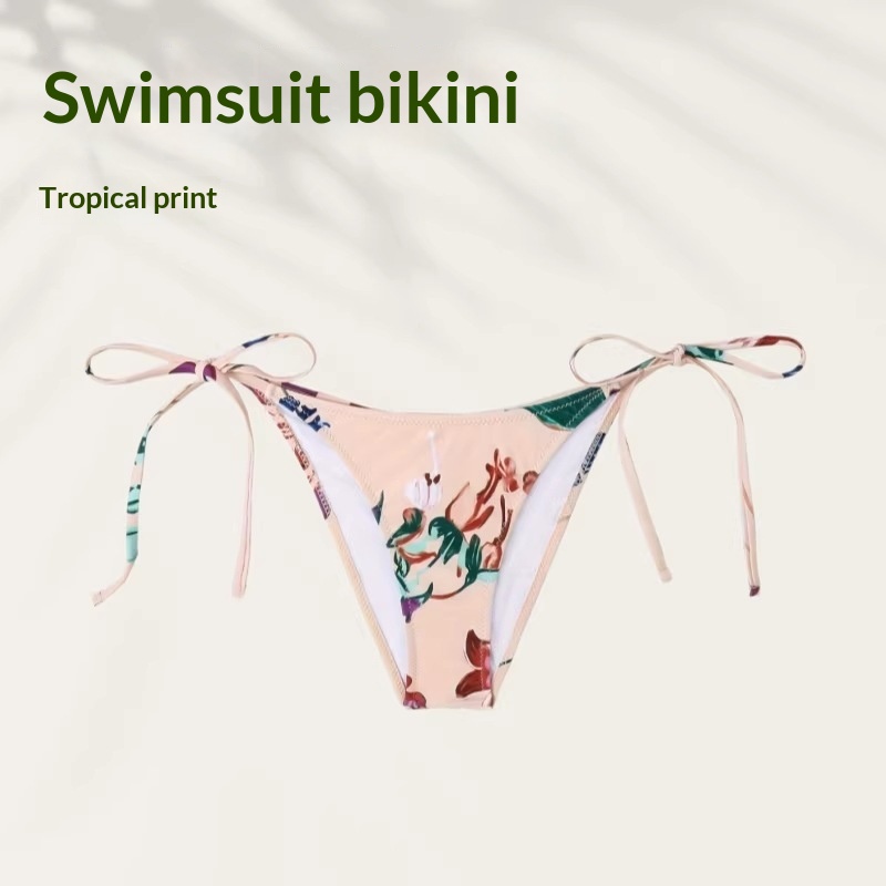 Sexy Strappy Two-piece Floral-print Swim Trunks In Multiple Patterns