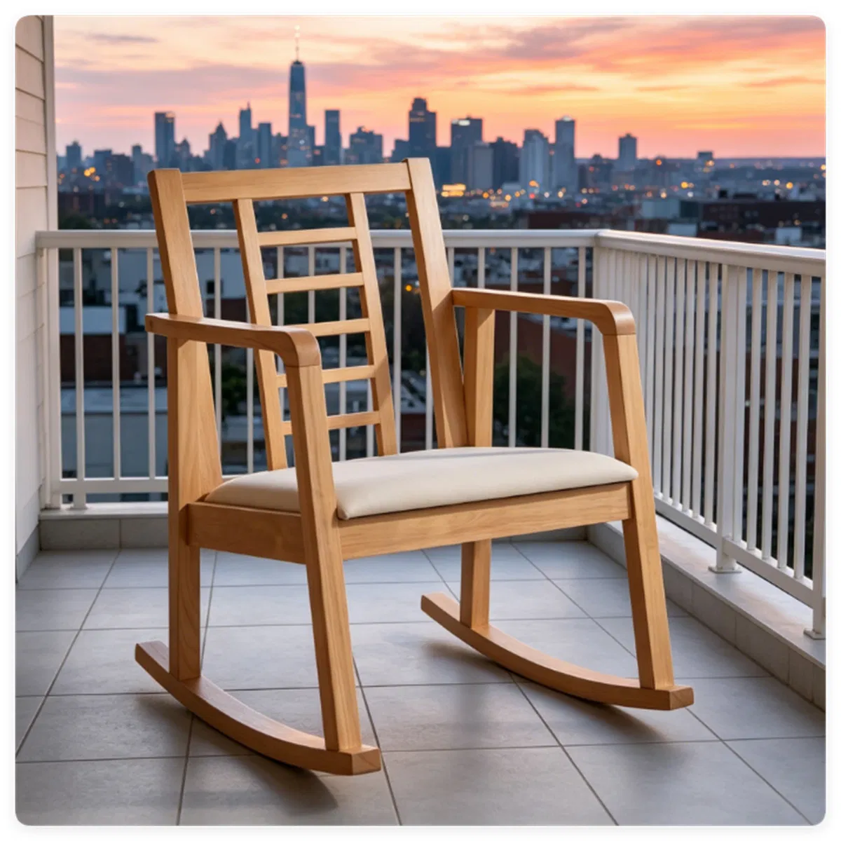 Heavy-Duty Solid Wood Rocking Chair, Ergonomic Accent Armchair with Breathable Ladder…