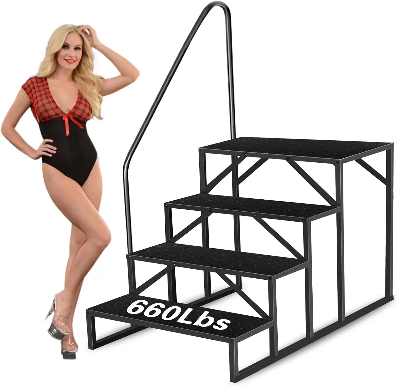 Swimming Pool Ladder Above Ground, RV Steps with Handrail, Heavy Duty Pool Step Hot Tub…