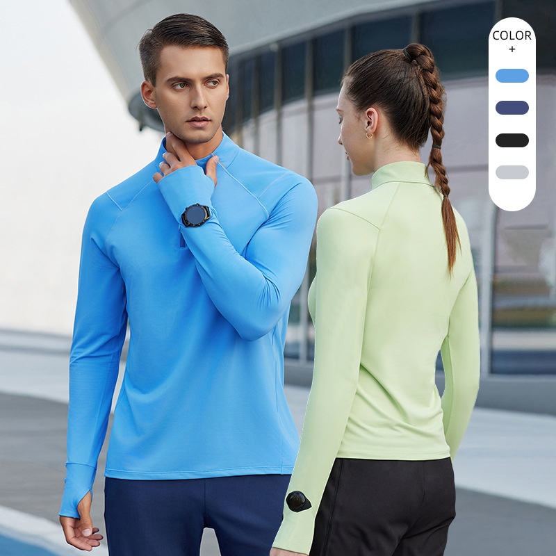 Workout Clothes Men's And Women's Same Spring And Autumn Half Zipper High Collar…