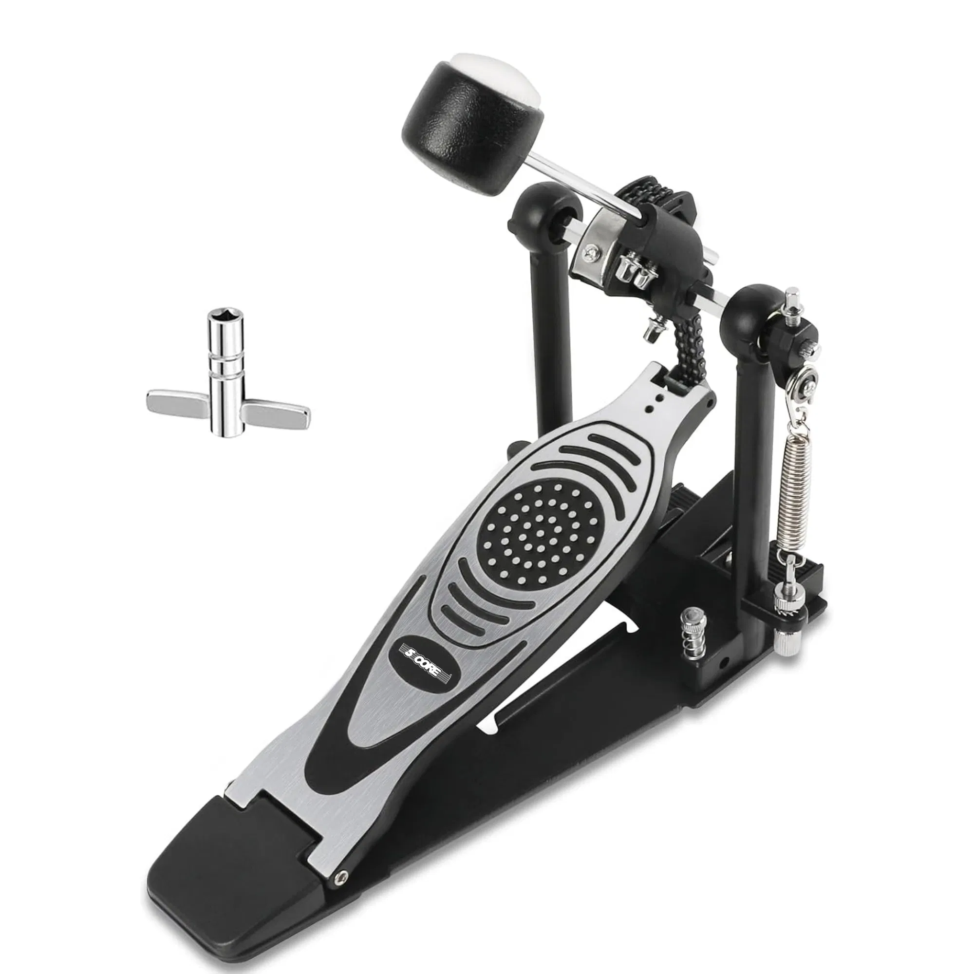 5 Core Bass Drum Pedal Mount Felt Beater Head Single/Double Chain Foot Pedal