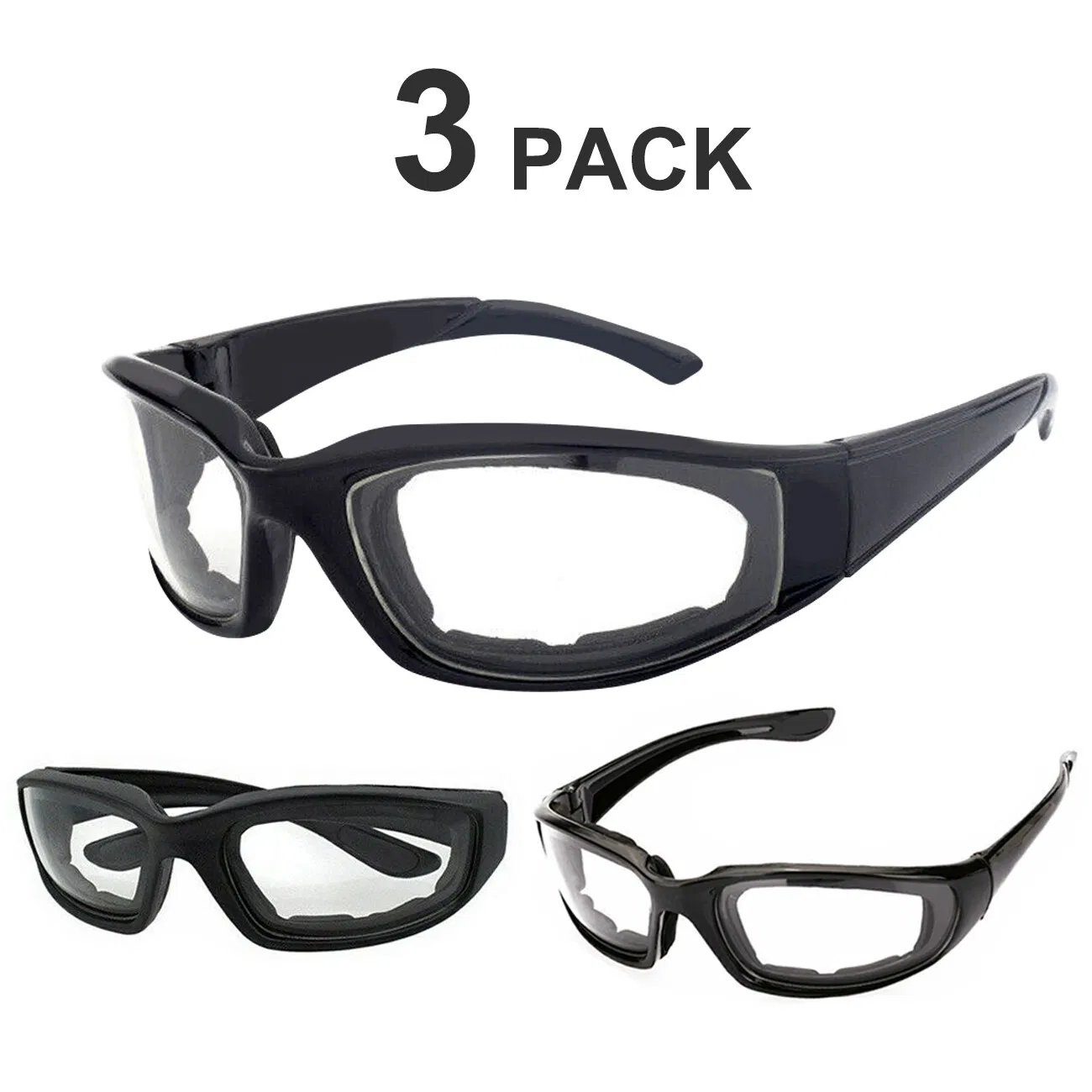 3 pairs Motorcycle Sports Biker Riding Glasses Wind Resistant Eye Protection Clear Sports…