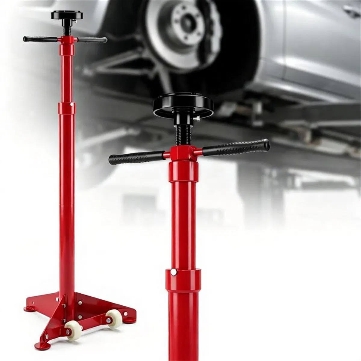 Adjustable Underhoist Support Jack Stand, 1654 LBS Max Load Triangular Base Hoist Support…