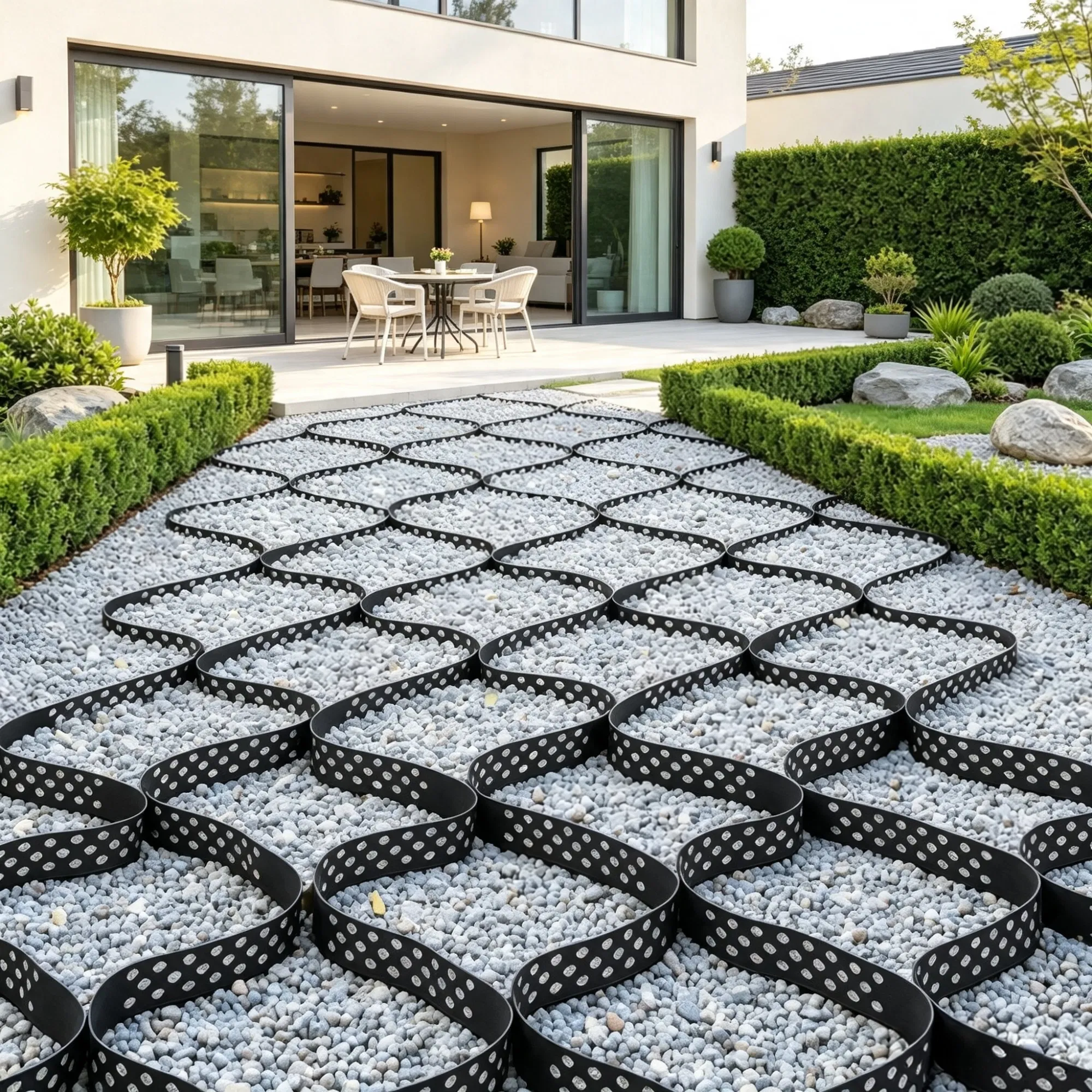 17.06 x 8.86 FT Gravel Grid, Permeable Geo Grid Driveway Stabilizer for Garden, Patio…