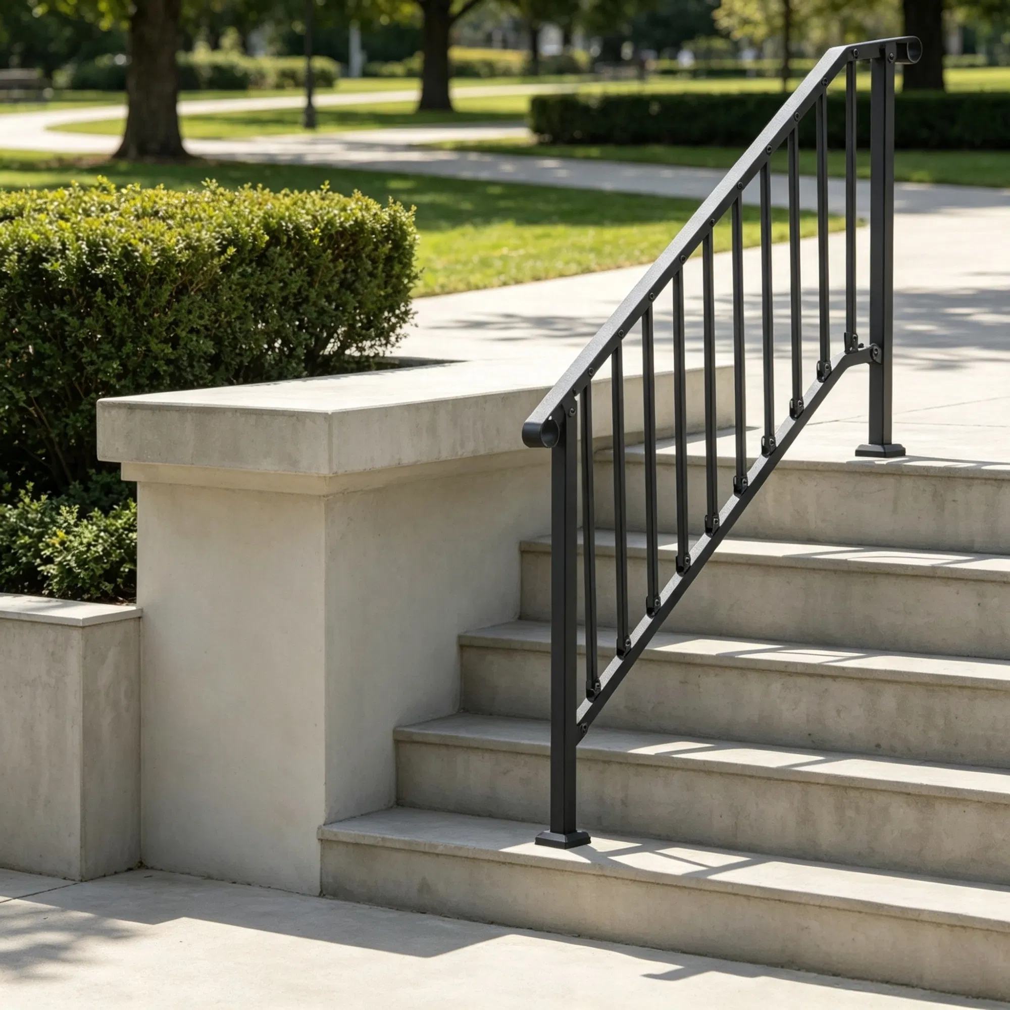 5-Step Stair Handrail Kit, Transitional Black Retro Arch Design with Installation…