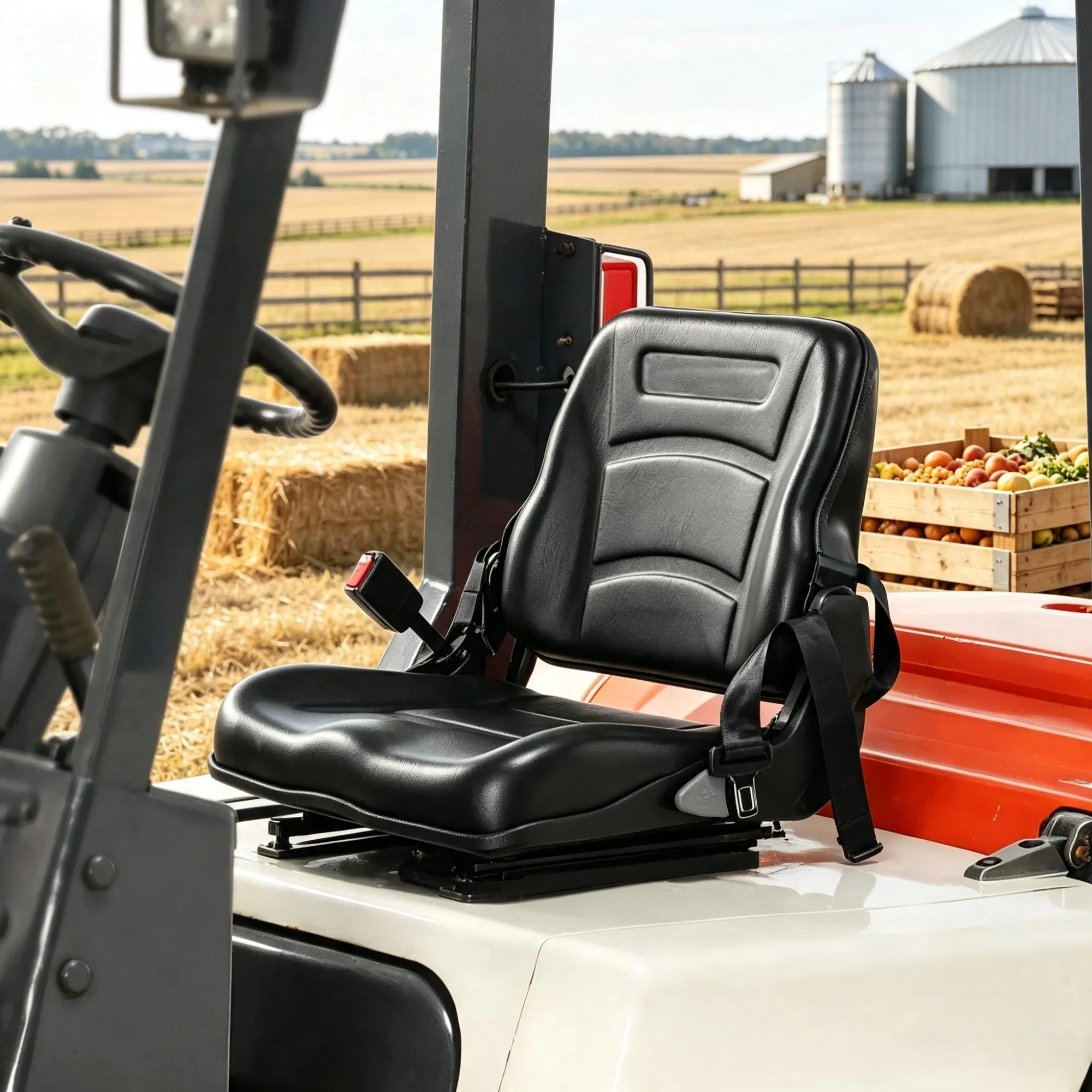 Universal Forklift & Tractor Seat, Adjustable Back with Micro Switch, 6.3-13.4" Slot for…
