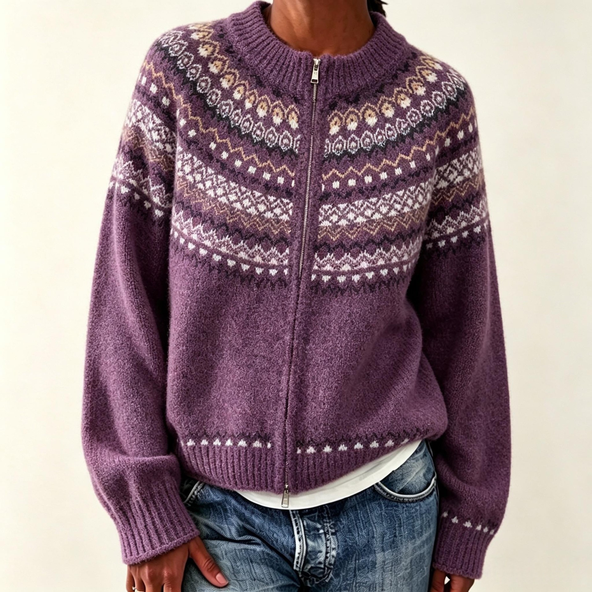 Vintage Women's Jacquard Knit Cardigan