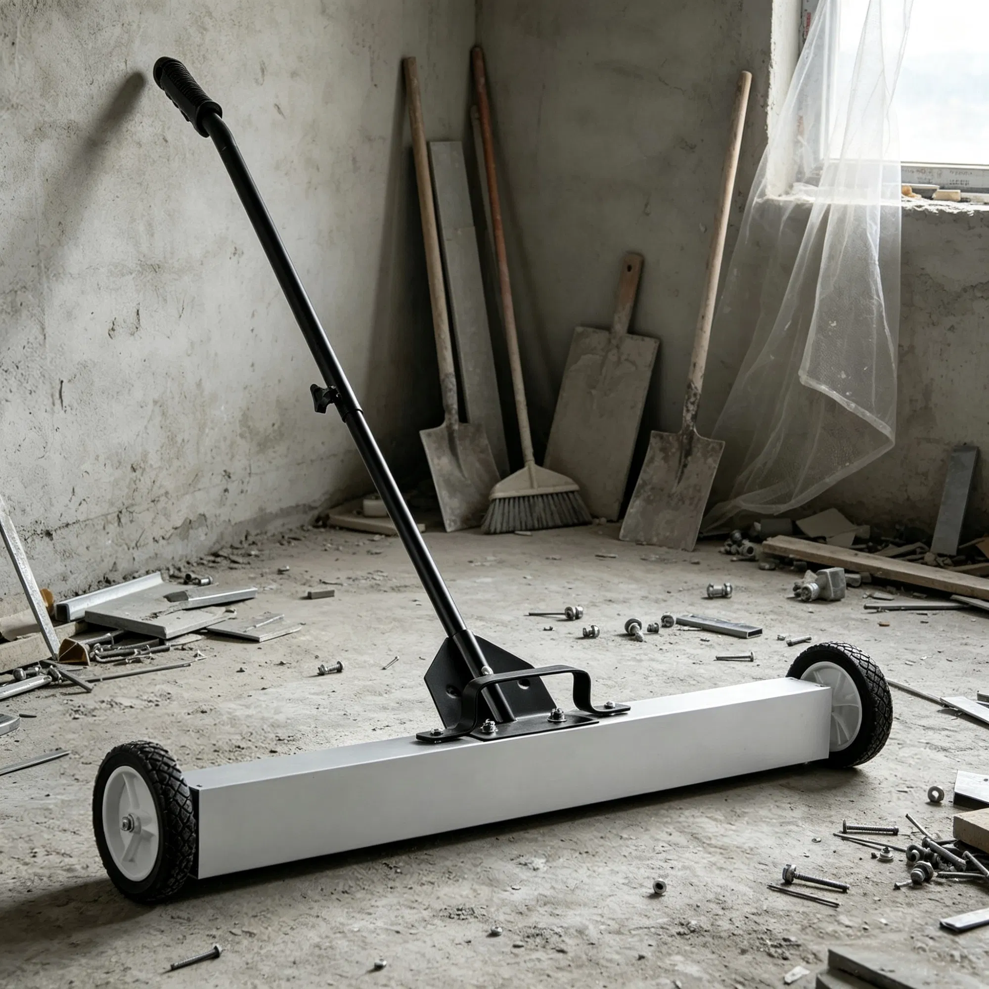 36-Inch Magnetic Sweeper with Wheels, 55 lbs Telescoping Pickup Tool for Nails & Screws…