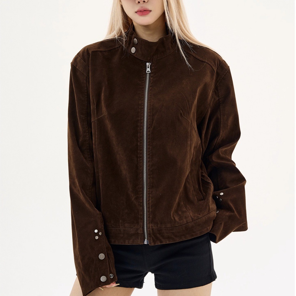 Men's And Women's Brown Suede Couple Jackets