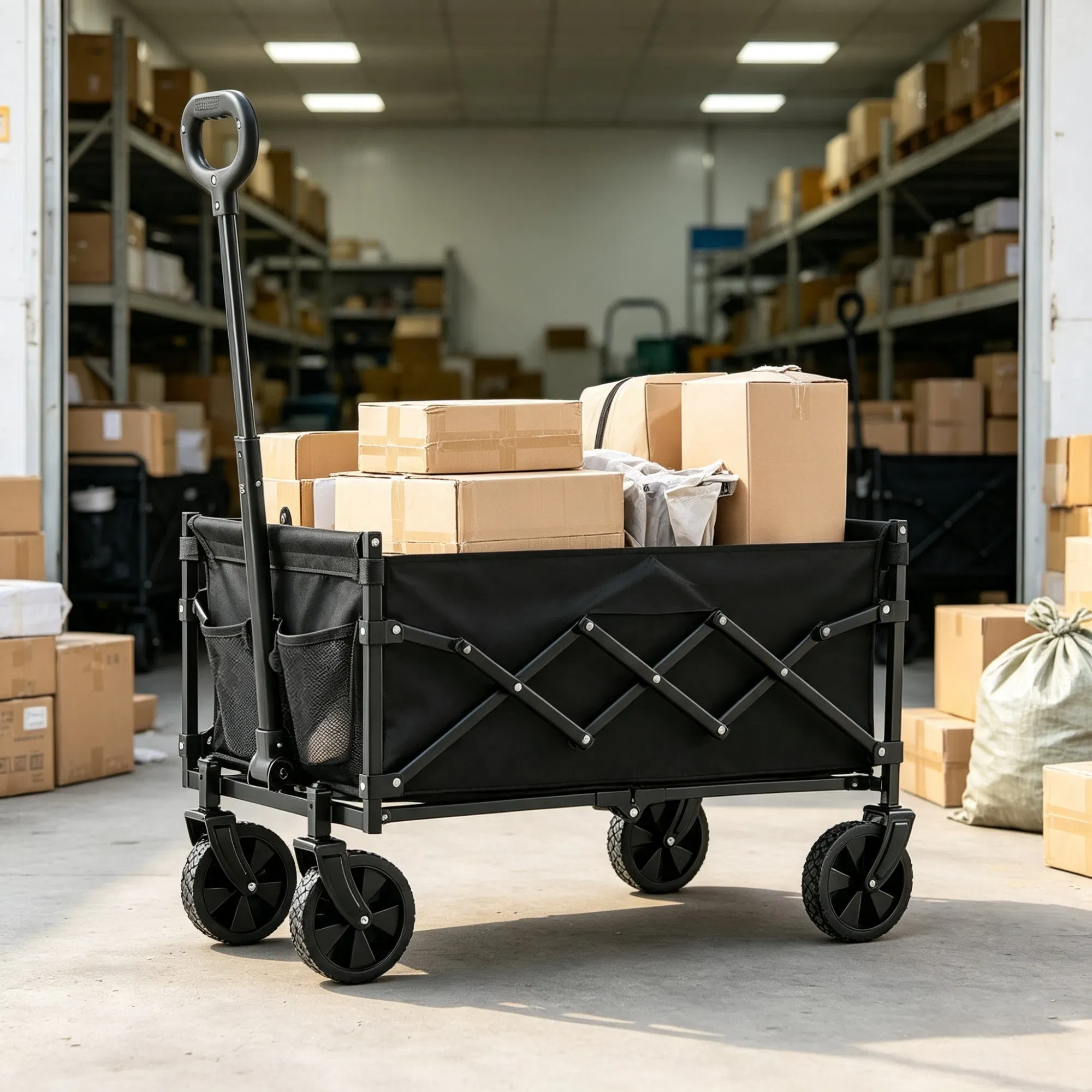 120L Heavy Duty Folding Wagon Cart (225 LBS), Collapsible Utility Wagon with All-Terrain…