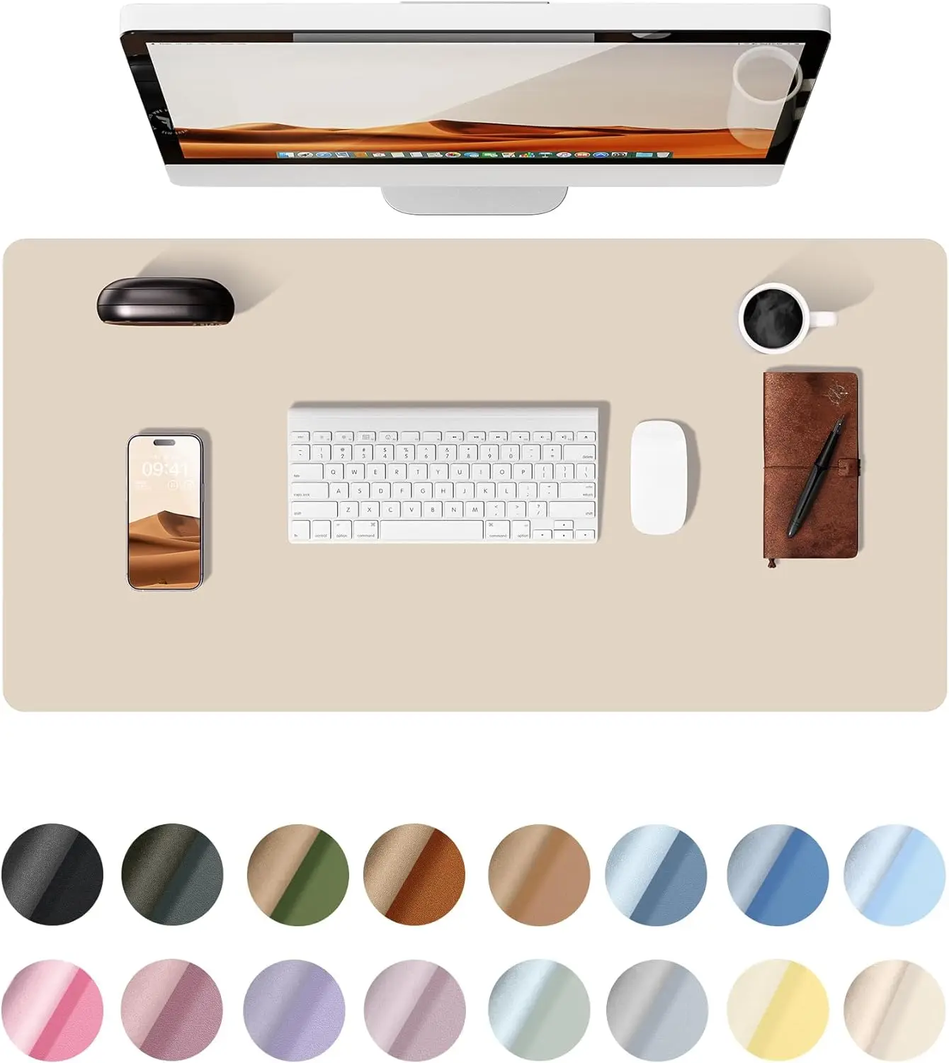 Large Mouse Pad,Office Desk Mat, Leather Desk Pad Protector, Non-Slip PU Leather Desk…