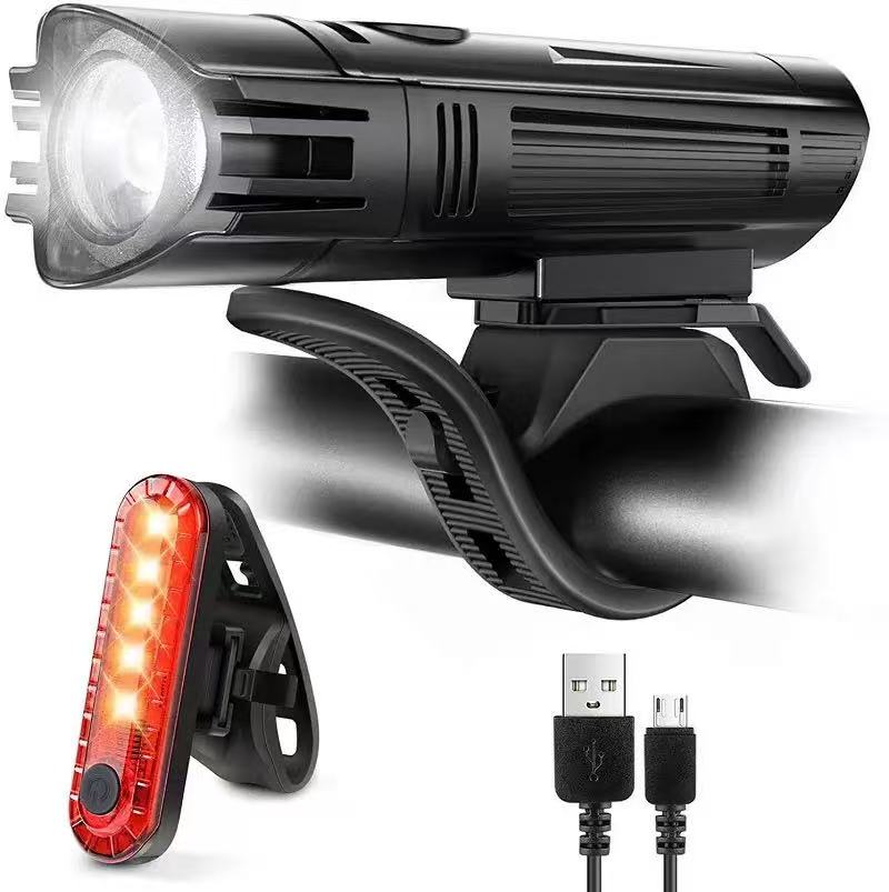 350 Lumens USB Rechargeable Bicycle Light Set 4 Modes Front Headlight And Rear Taillight…