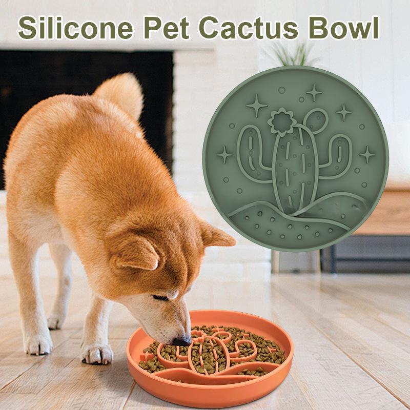 Pet Bowl, New Cactus-shaped Slow-feeding Bowl With Suction Cup