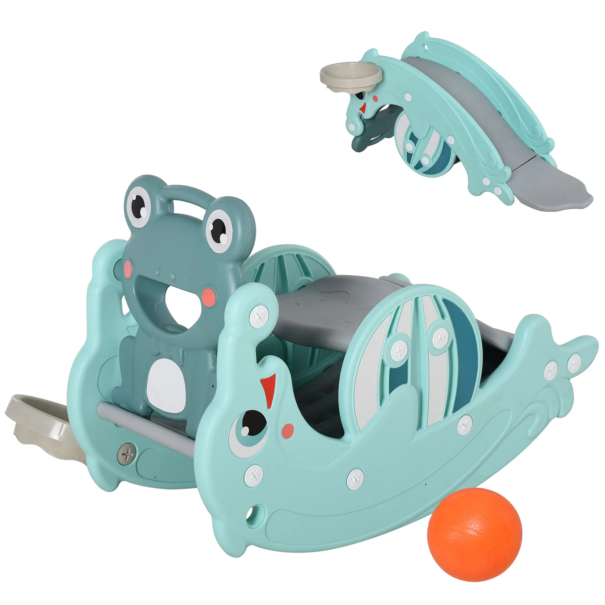 3-in-1 Kids Slide And Rocking Horse Dual-Use Children Activity Equipment Portable Slide…