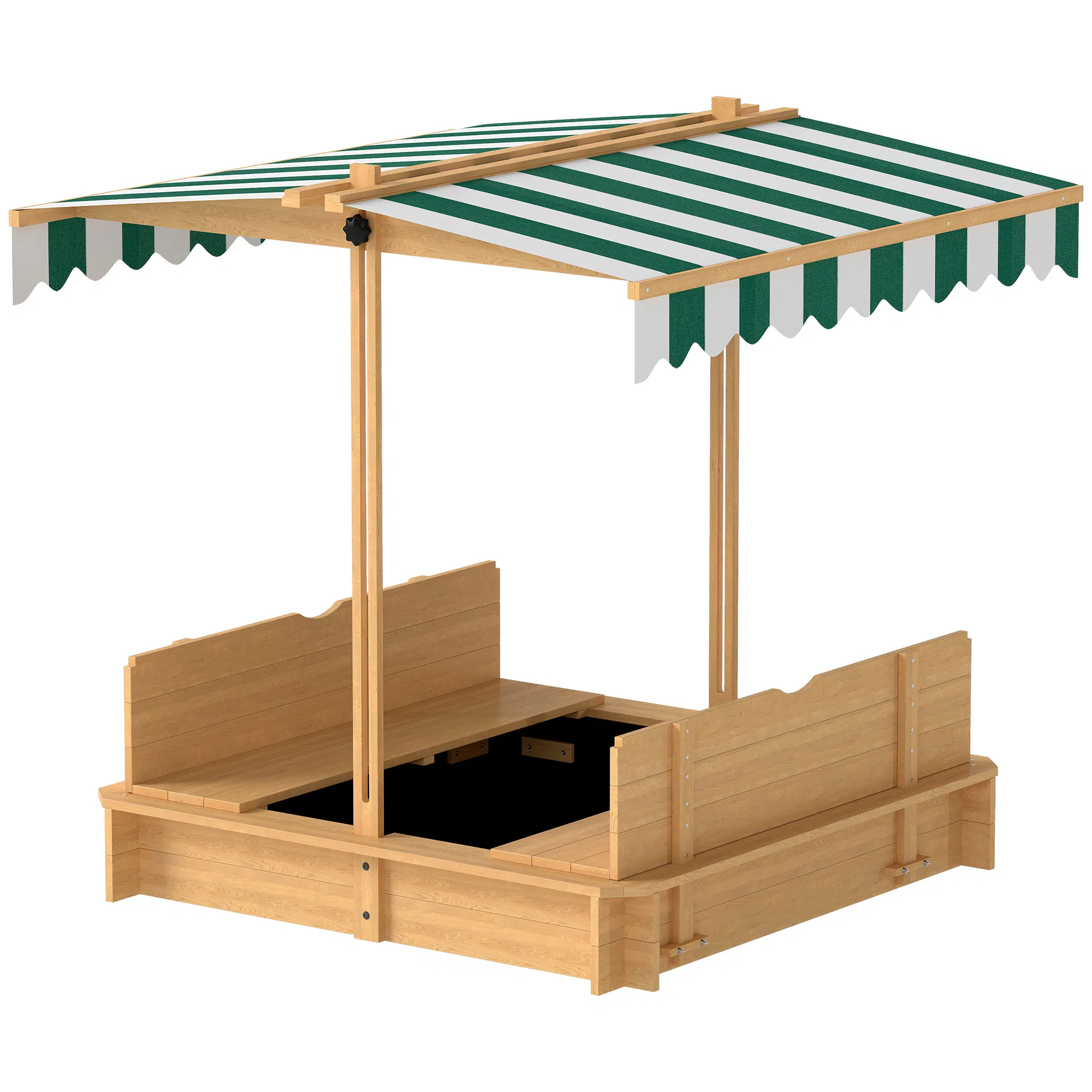 Wooden Kids Sandbox with Cover, Sand Play Station with Foldable Bench Seats and…