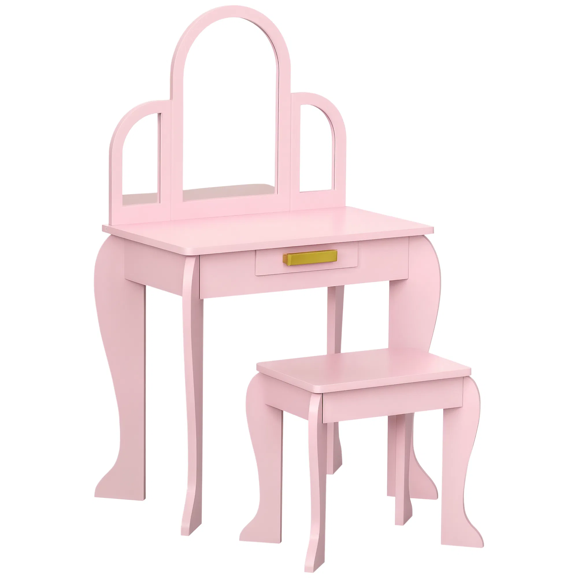Kids Dressing Table and Chair Set, Girls Dressing Set, Makeup Desk with Drawer for 3-6…