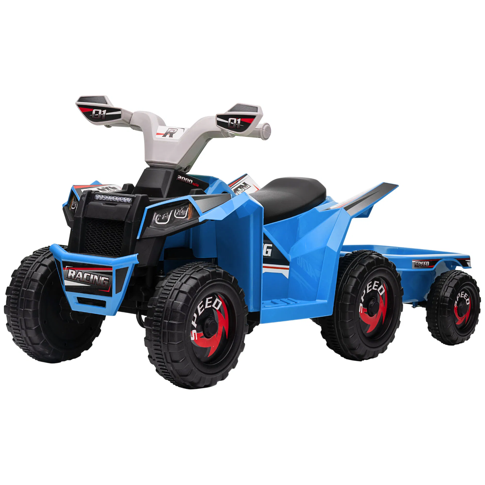 6V Kids ATV Quad, Battery Powered Electric Vehicle for Kids with Back Trailer…