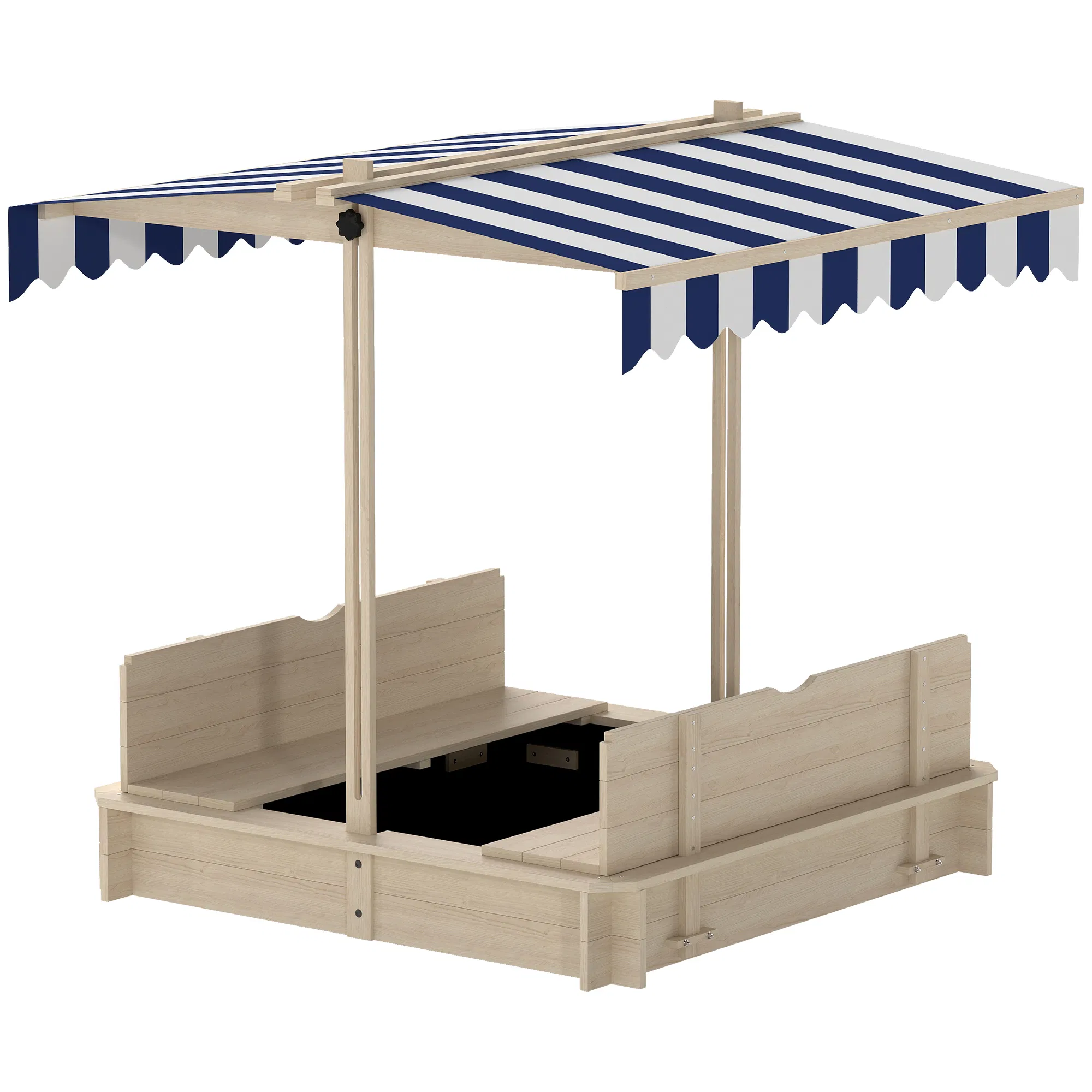 Kids Wooden Sandbox Outdoor Backyard Playset Children Play Station w/ Adjustable Canopy…