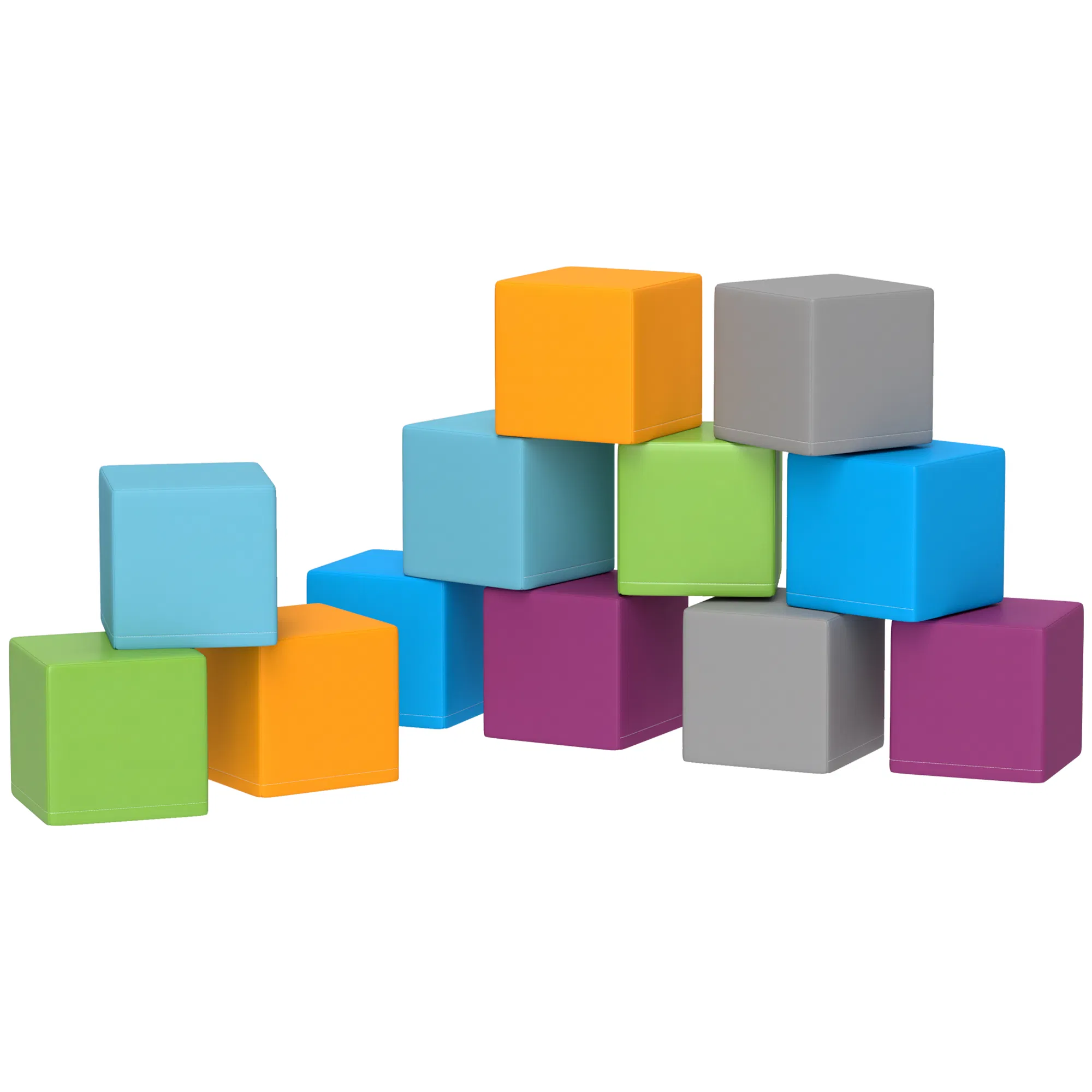 12-Pack Soft Play Blocks Soft Foam Toy Building And Stacking Blocks - Multicolours