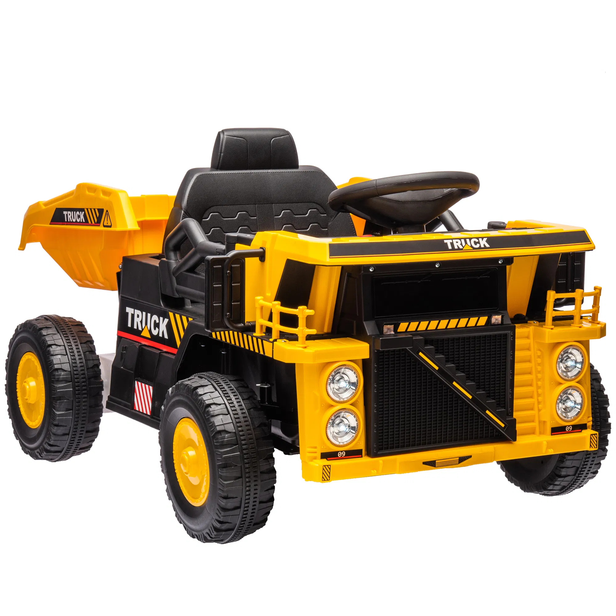 12V Kids Ride On Dump Truck Construction Vehicle w/ Electric Dump Bed, Shovel, Spring…