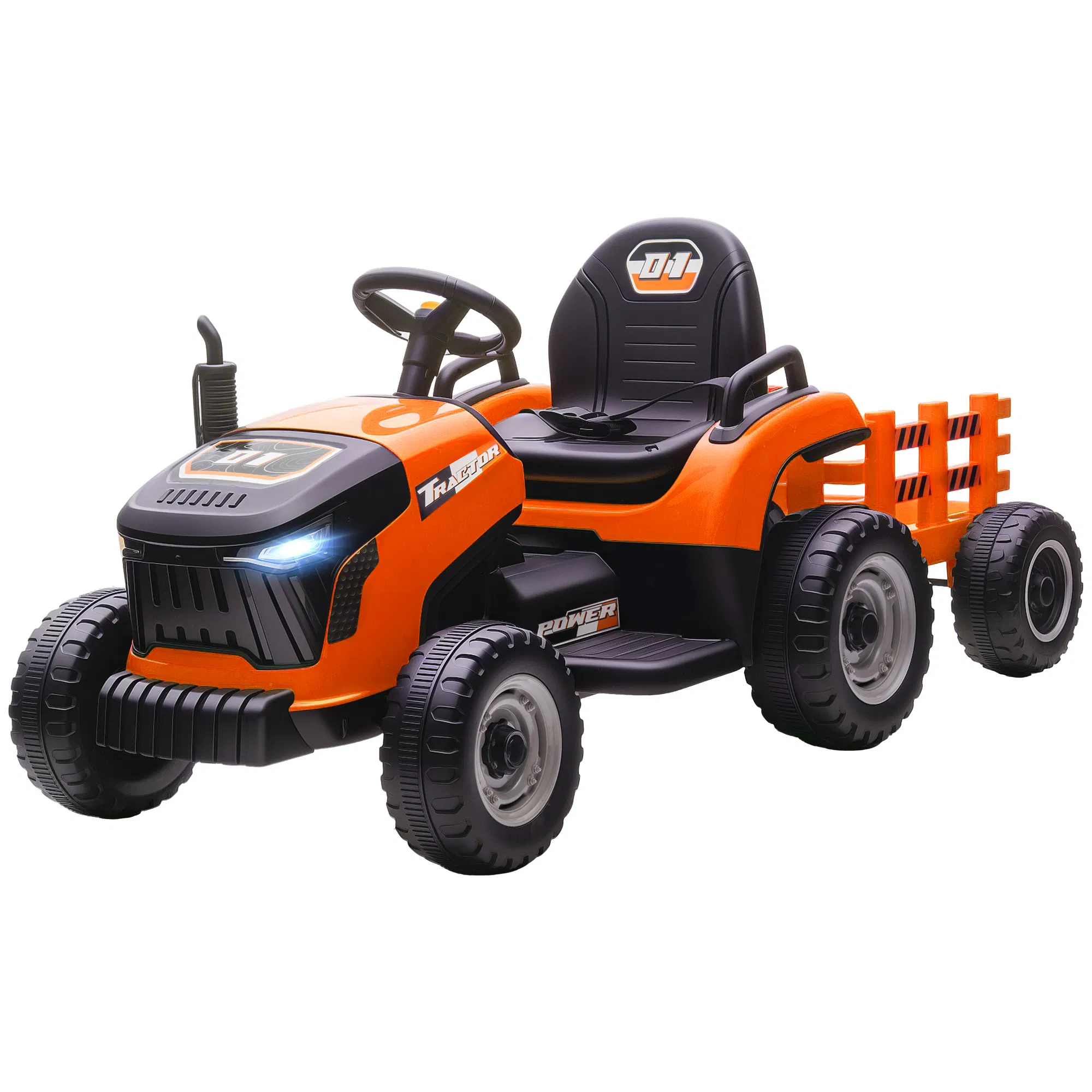 12V Kids Ride On Tractor with Trailor, Remote Control, Music, Lights, Shifter, for Kids…