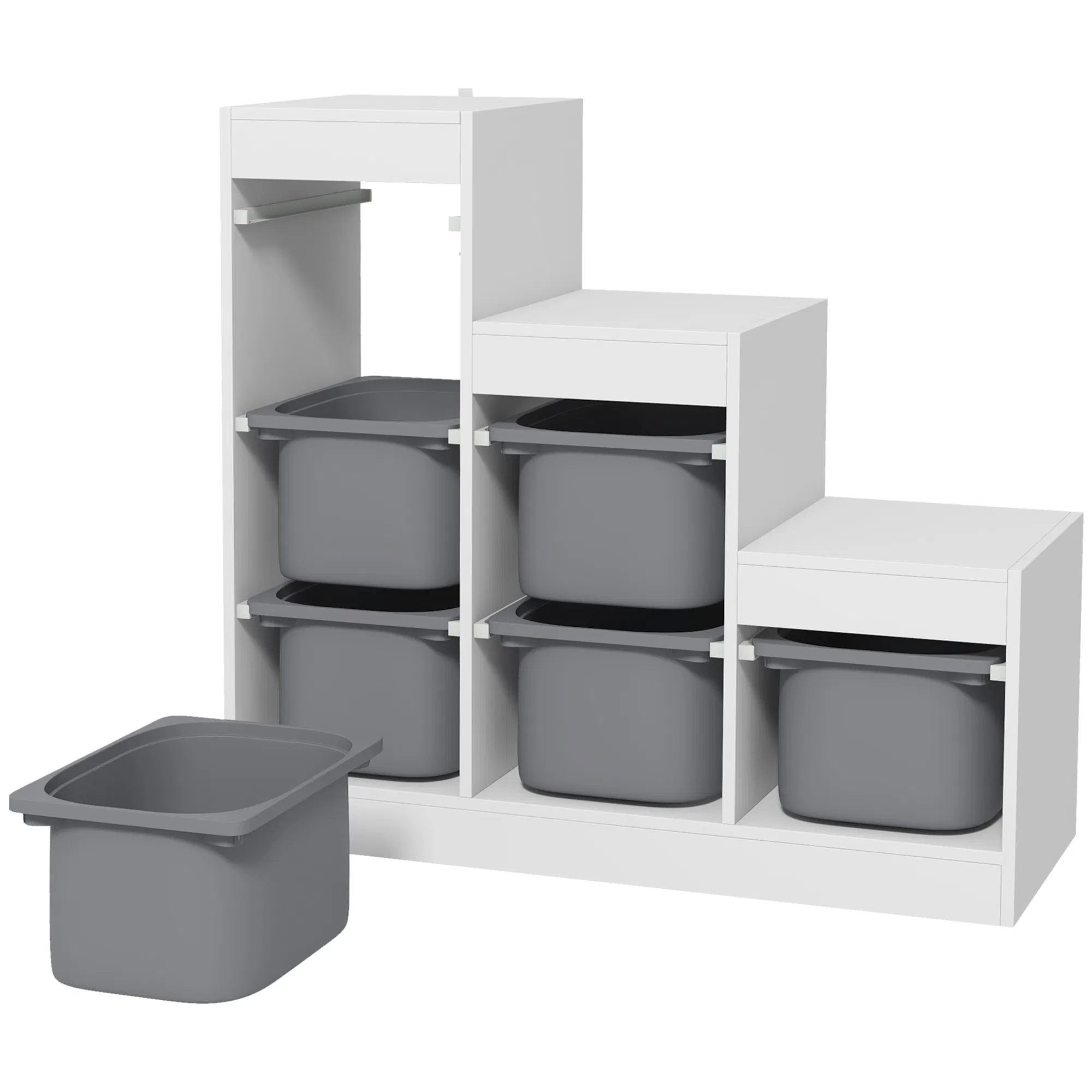 3 Layers Toy Storage Organizer Kids Bookshelf Children Toy Storage w/ 6 Plastic Bins…