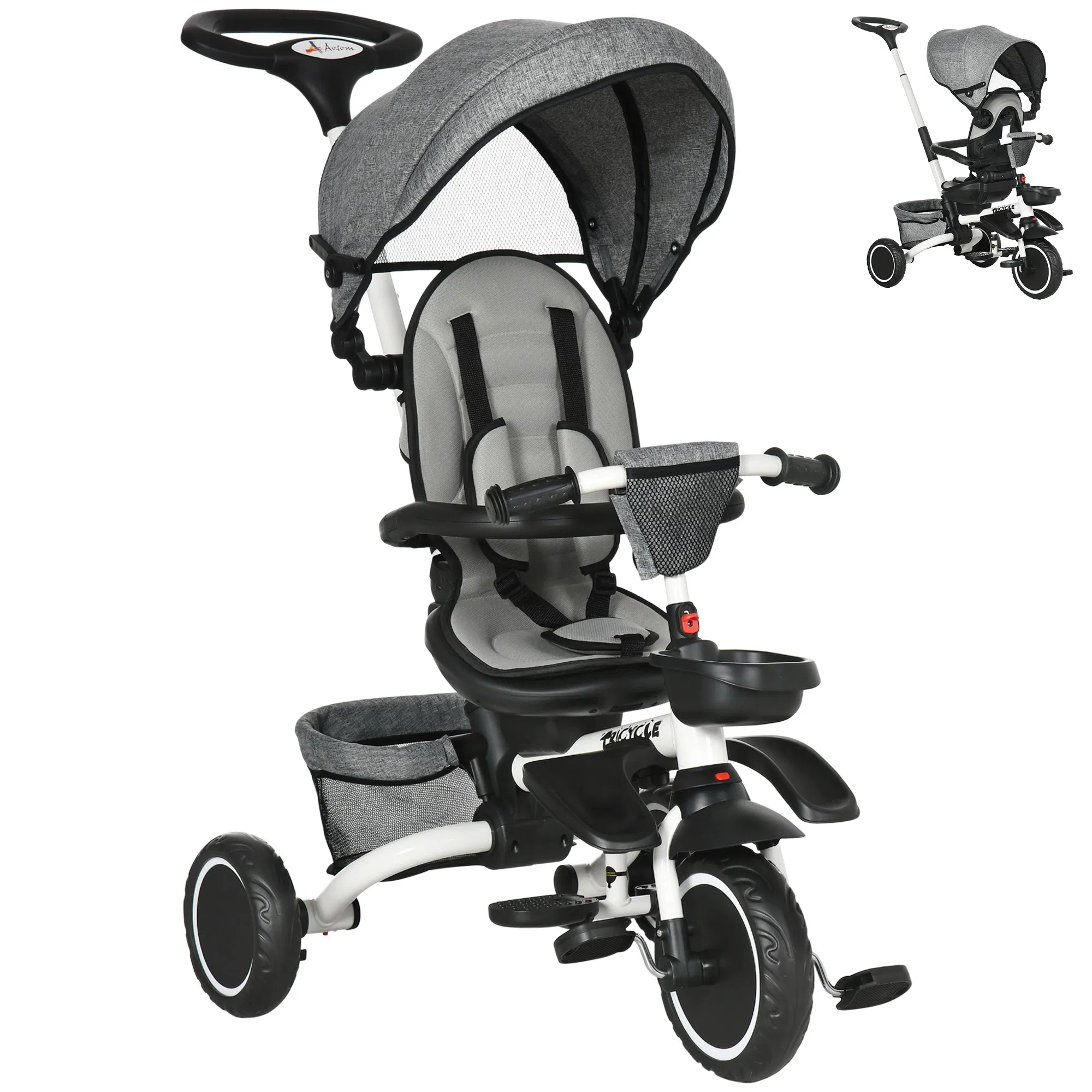 6-in-1 Toddler Tricycle for 12-50 Months, Foldable Kids Trike with Adjustable Seat and…