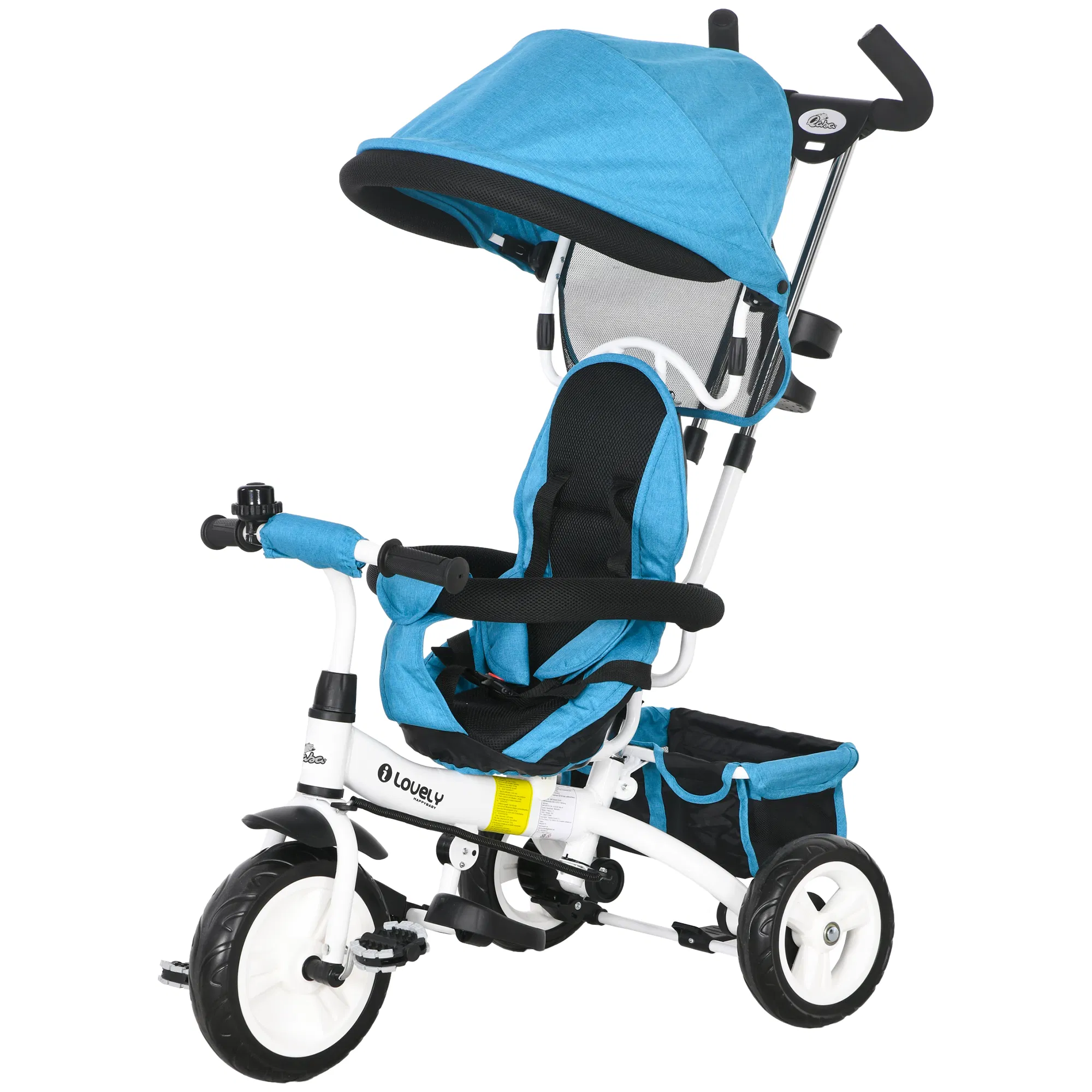 6-in-1 Toddler Tricycle Stroller with Basket, Canopy, 5-point Safety Harness, for 12-60…