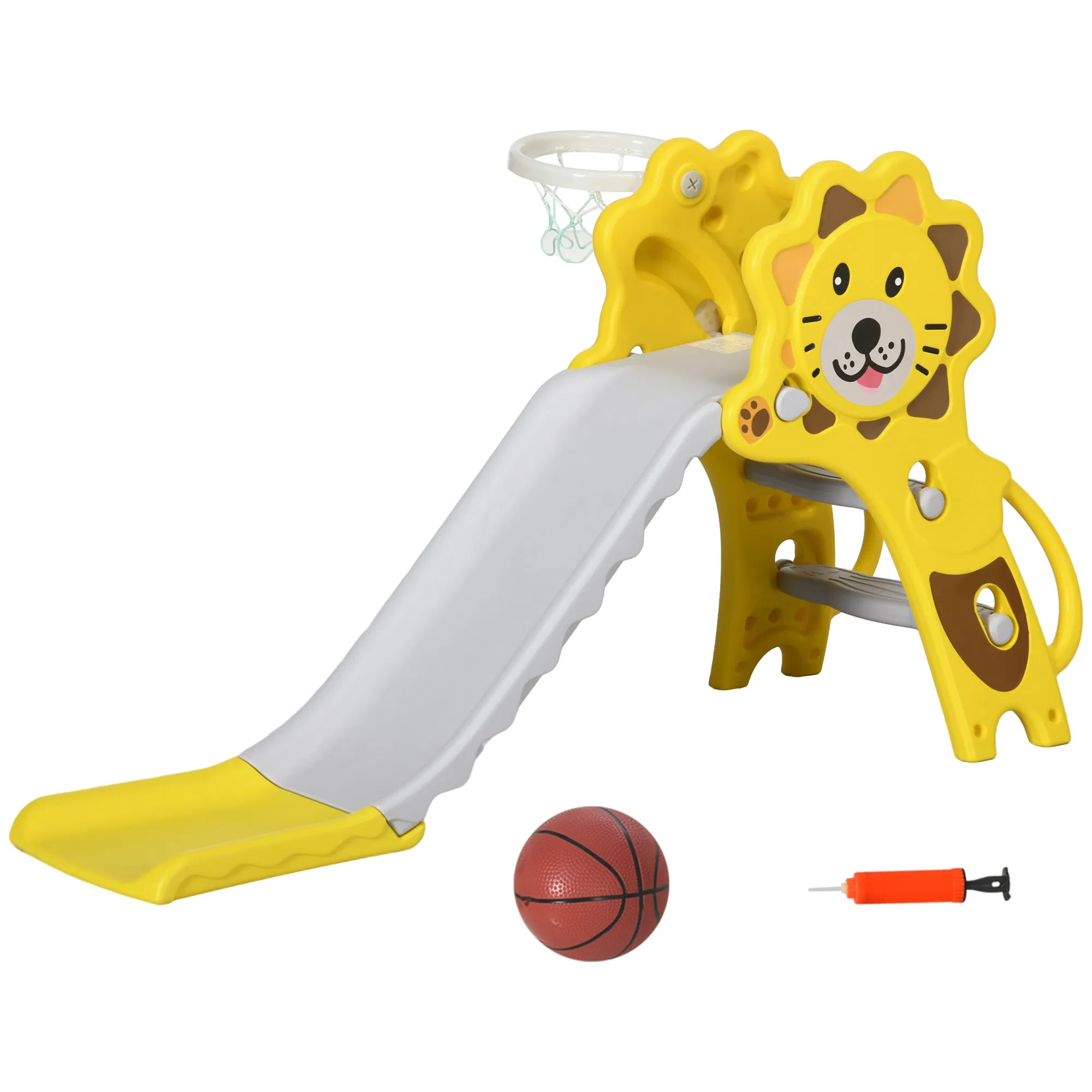 3-in-1 Slide for Toddlers, Kids Slide Playset with Basketball Hoop, Climber, for 18-36…