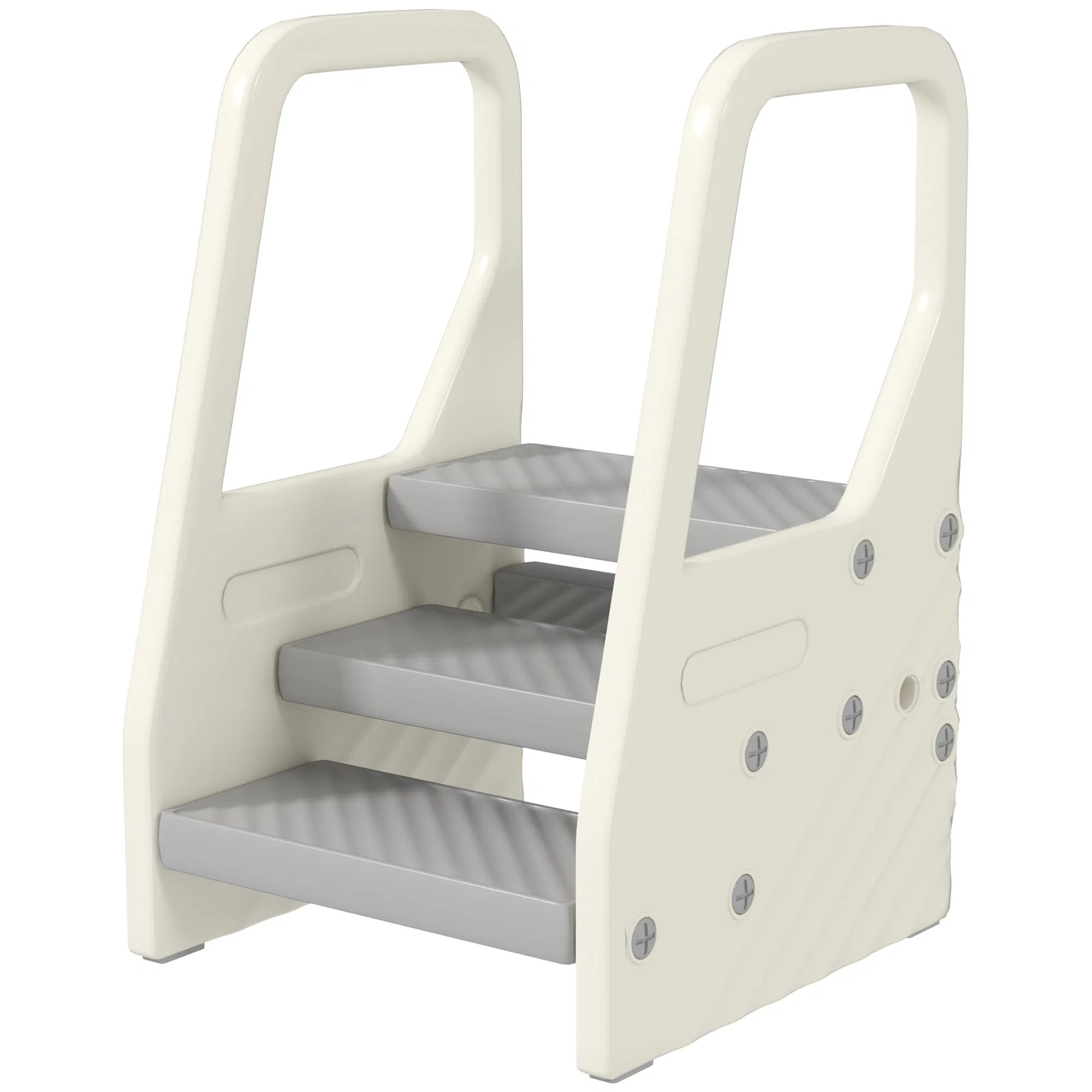Adjustable Height Toddler Step Stool with Handle & Foot Pads, Grey