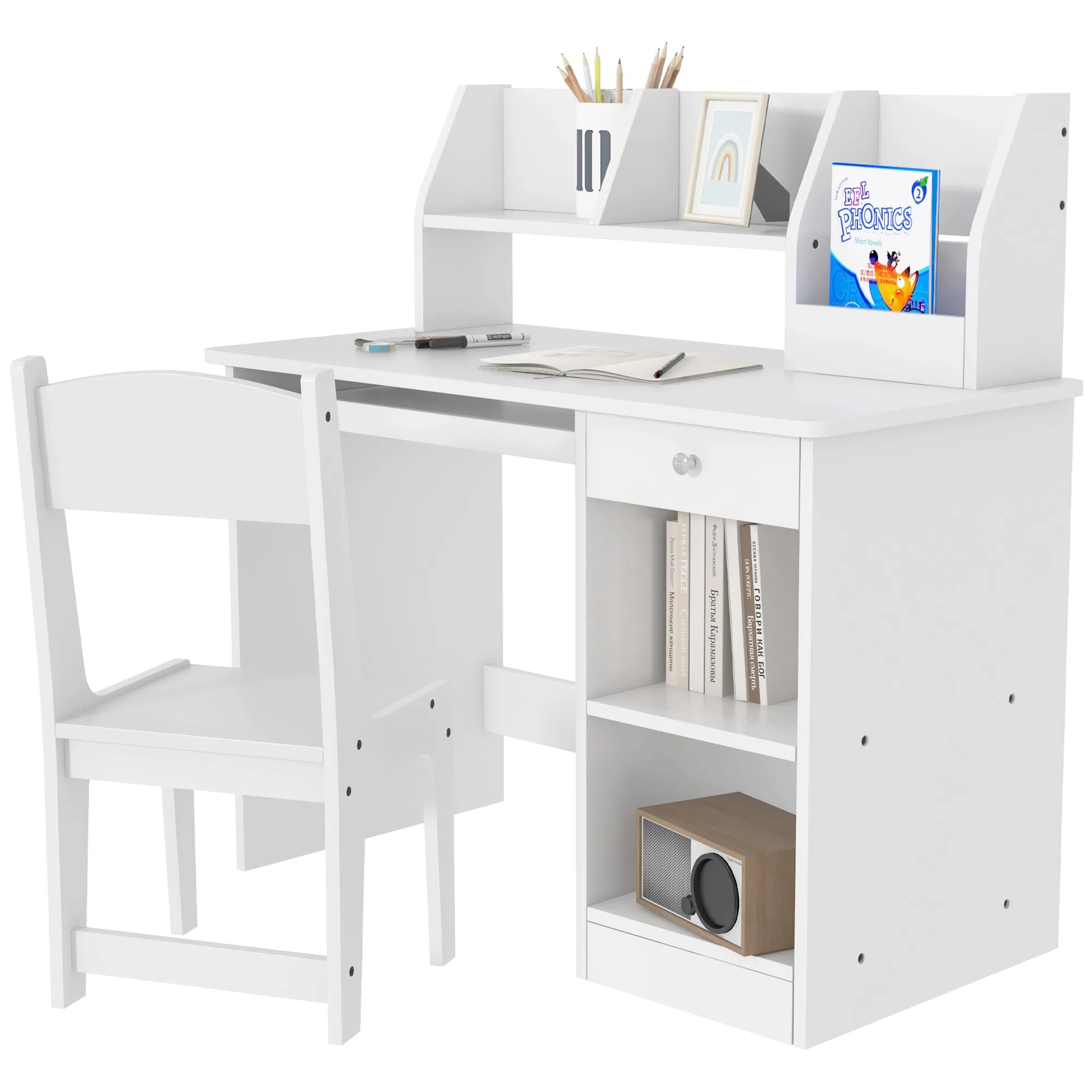 Kids Desk and Chair Set for 5-8 Year Old with Storage, Study Table and Chair for…