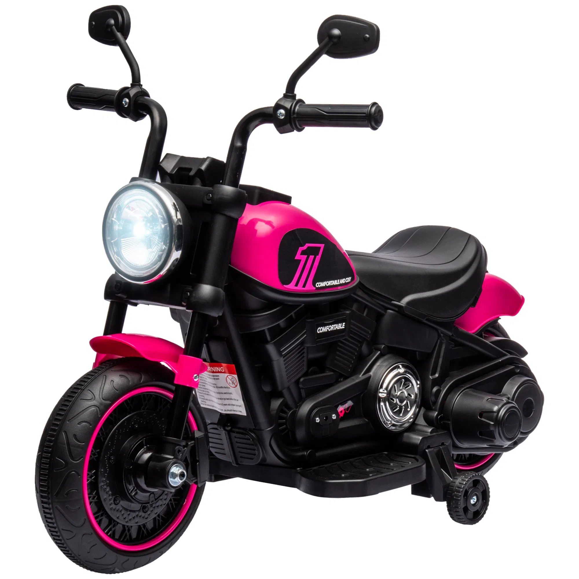6V Kids Motorcycle with Training Wheels, Foot Pedal, Headlight, Music, Forward/Reverse…