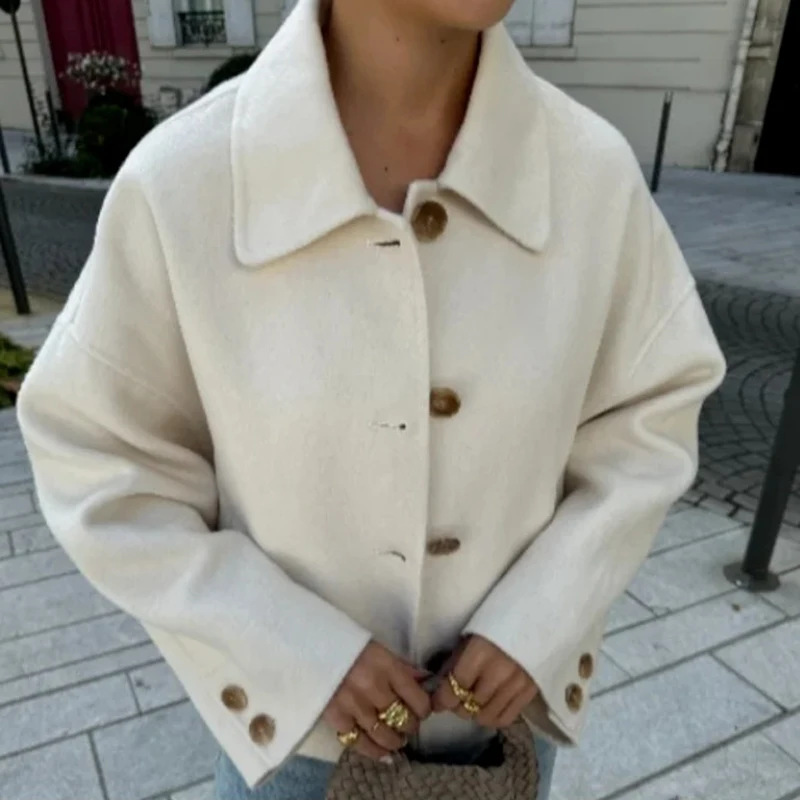 Women's Short Notched-collar Wool Coat