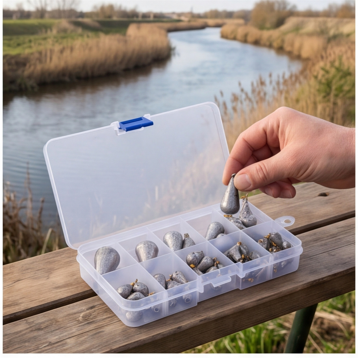 65-Piece Fishing Weight Set With 10-Compartment Storage Box, 40g To 2g, For Anglers And…