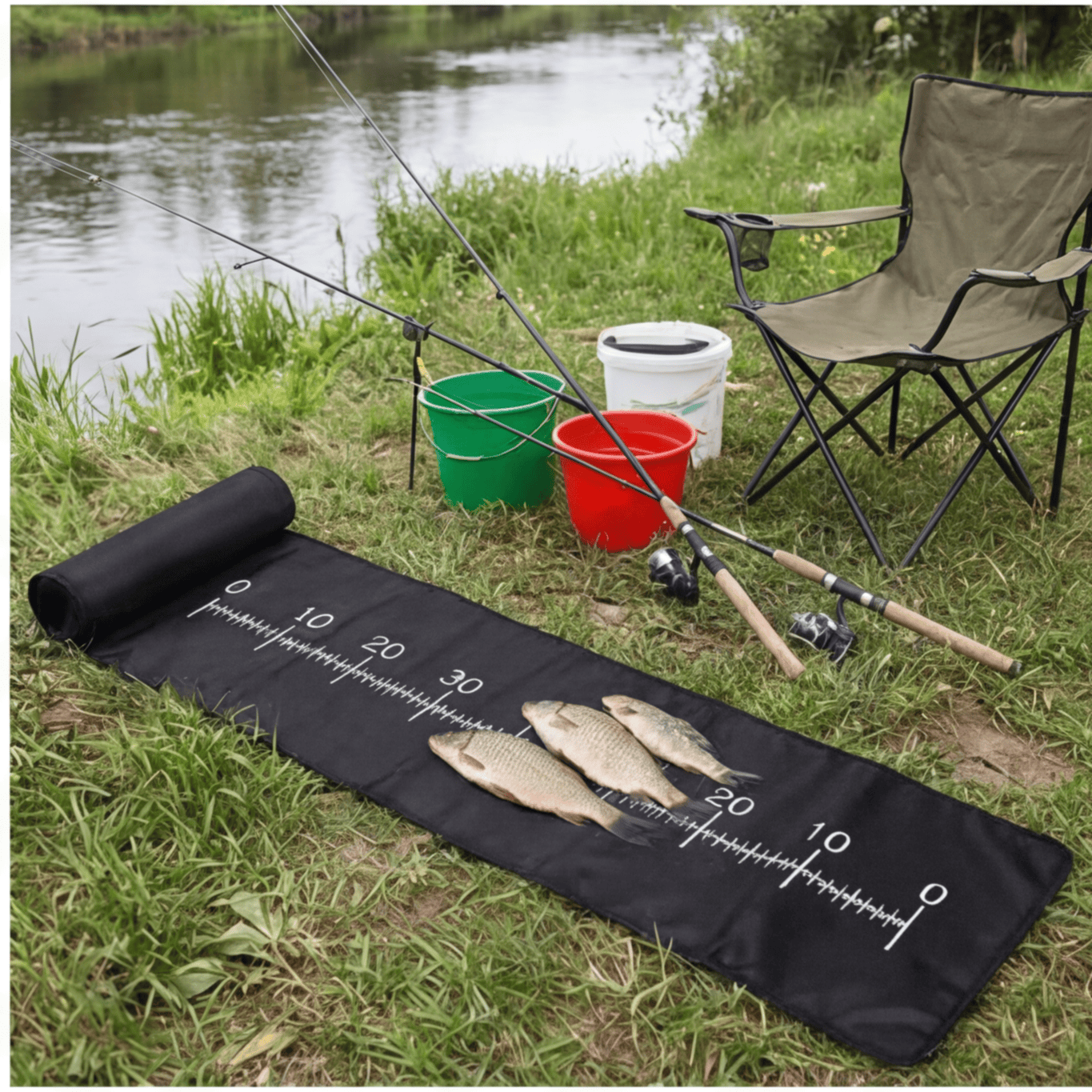 Practical Fishing Station That Doubles As A Landing Net Holder And Mat, Sturdy Fish…