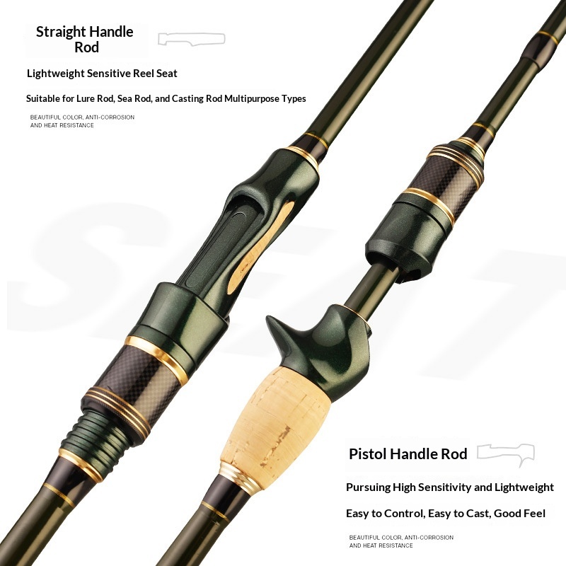 Carbon Spinning Rod With Pistol Grip Portable Sectioned Fishing