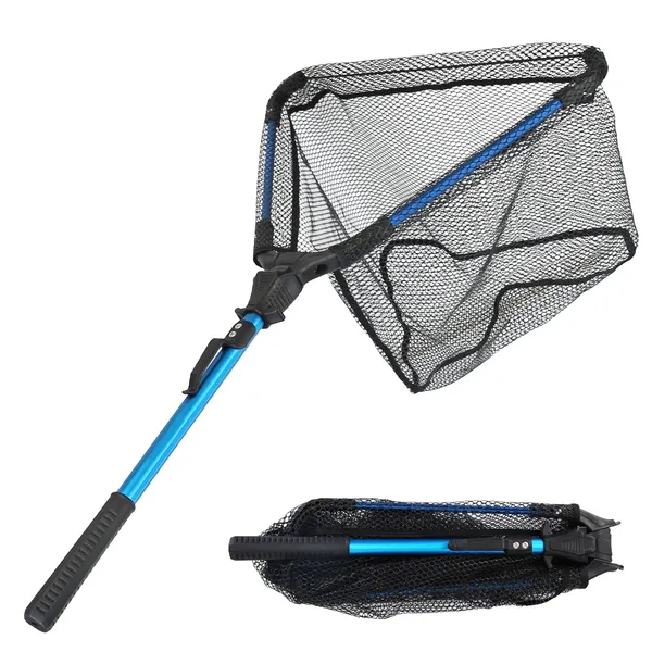 Foldable Fishing Net With Aluminum Alloy Rod EVA Handle Durable 5MM Hexagonal Nano…