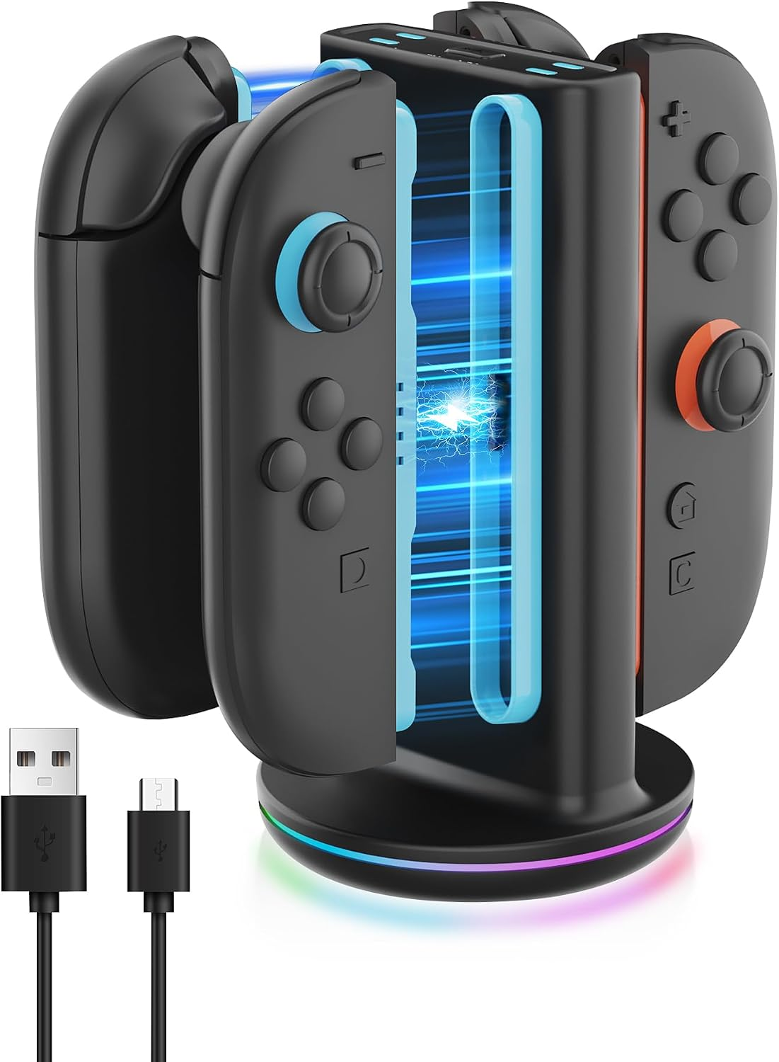 4-in-1 Charging Dock Dual-Direction Magnetic Fast Station With 9 RGB Light, Intelligent…