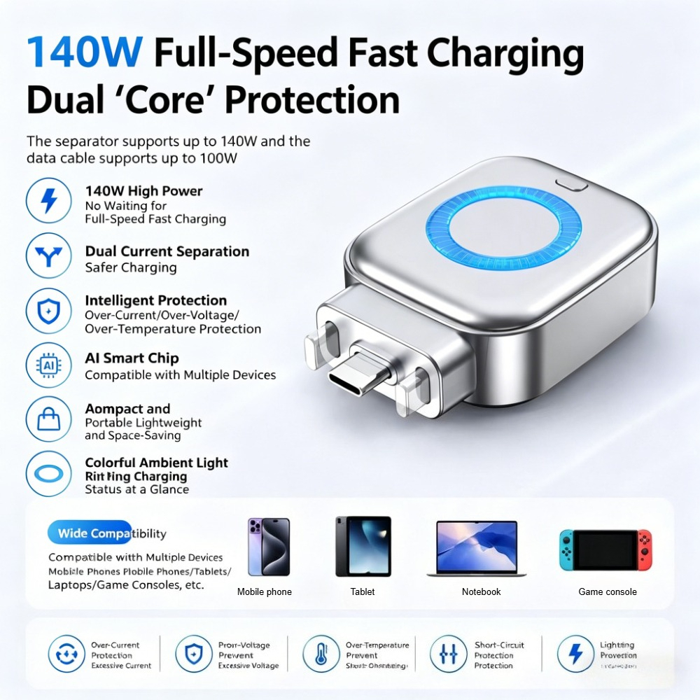 USB-C Auto Full-Charge Separator Smart Auto-Disconnect Charger Stopper 140W Overcharge…