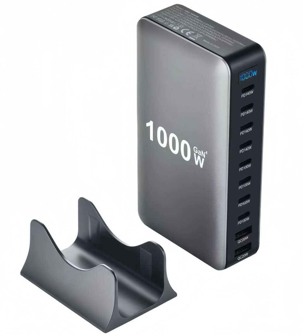 GaN1000W 10Ports Fast Charging Station USB&Type-C For Laptops MacBook