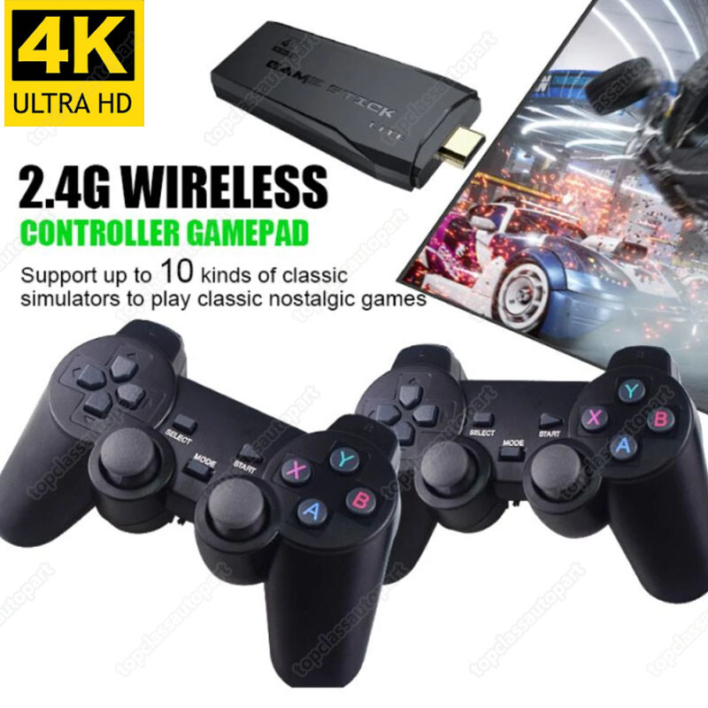Wireless H DMI 4K TV Game Stick Console 20000 Built-in Games &2 Wireless Gamepad