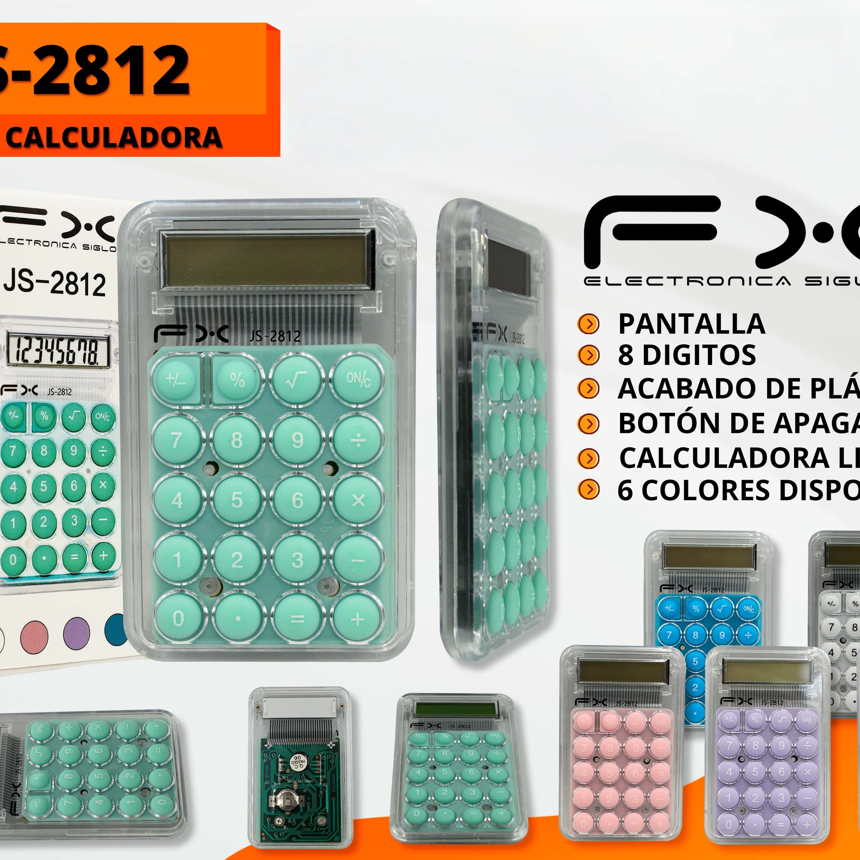 Calculator Green Transparent Shell 8-bit Small Portable Student Office Home Use