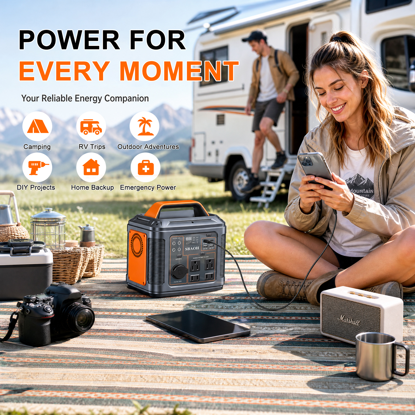 Sbaoh 300W Portable Power Station 296Wh 80000mAh Solar Generator With PD100W Fast…