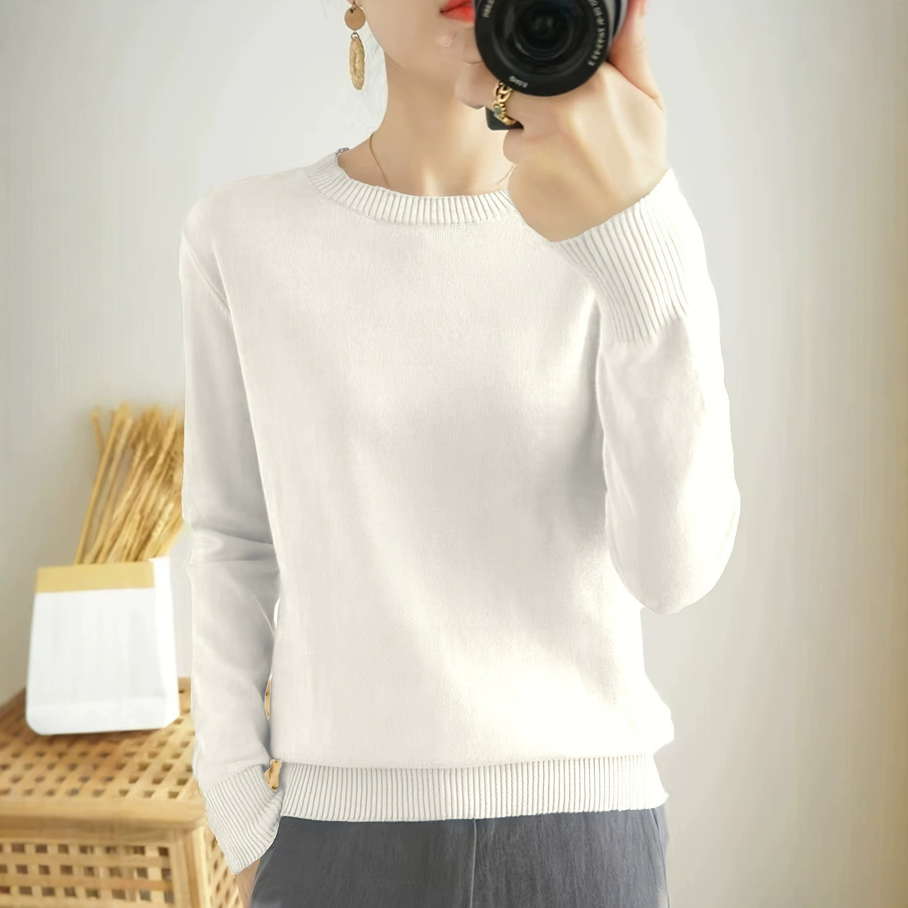 Women's Loose-fitting Versatile Long-sleeve Sweater