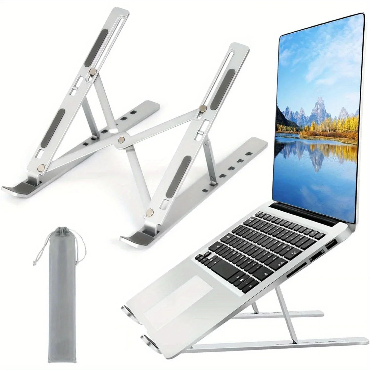 Adjustable Aluminum Laptop Stand - 6-Level Height, Foldable & Portable Design For 8-16”…