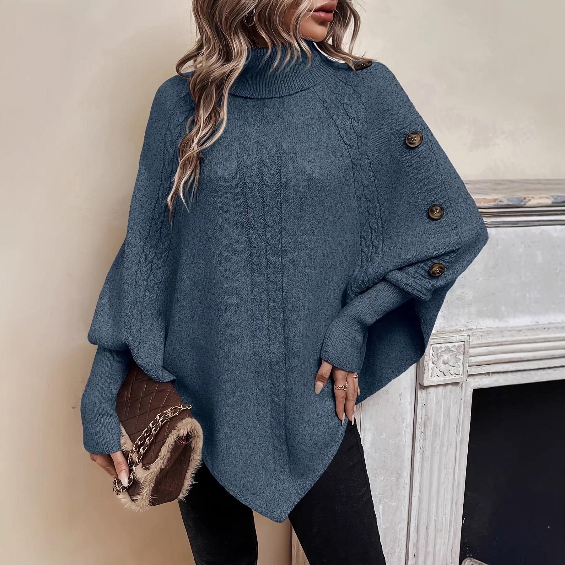 Women's Solid-Color Long-Sleeve Loose Sweater