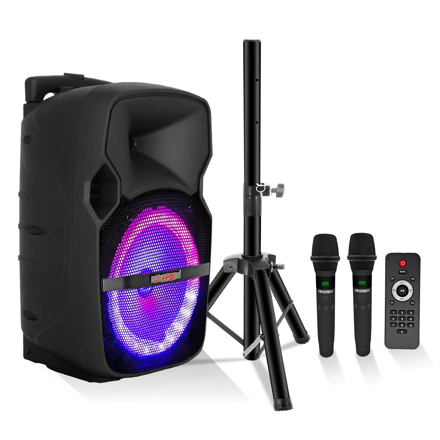 5 Core Party Speaker w Microphone 400W Big Rechargeable Bluetooth Loud PA DJ Karaoke…