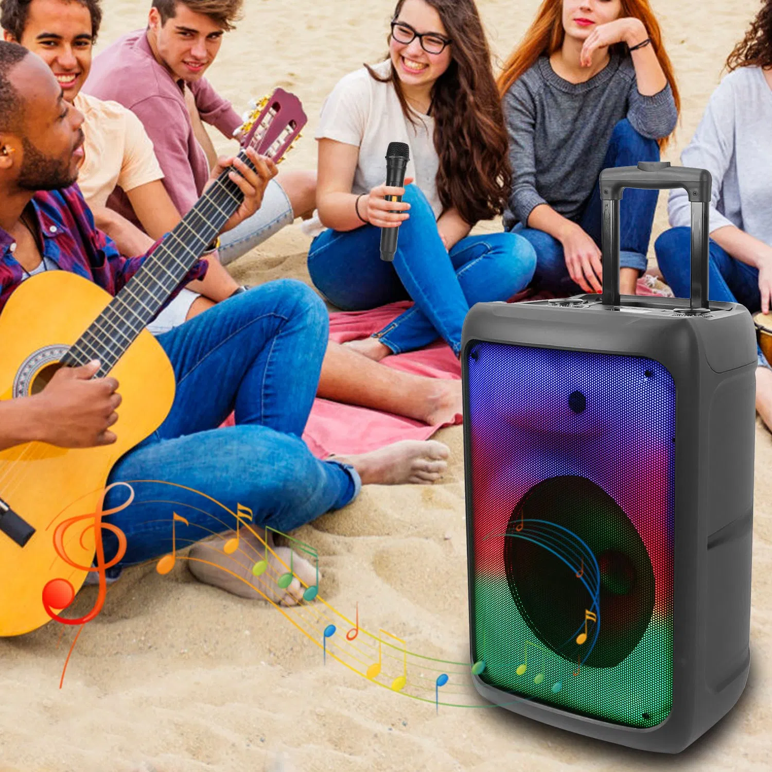 Portable Wireless Party Speaker Party Speaker with 5 Colorful Lighting Modes TWS FM USB…
