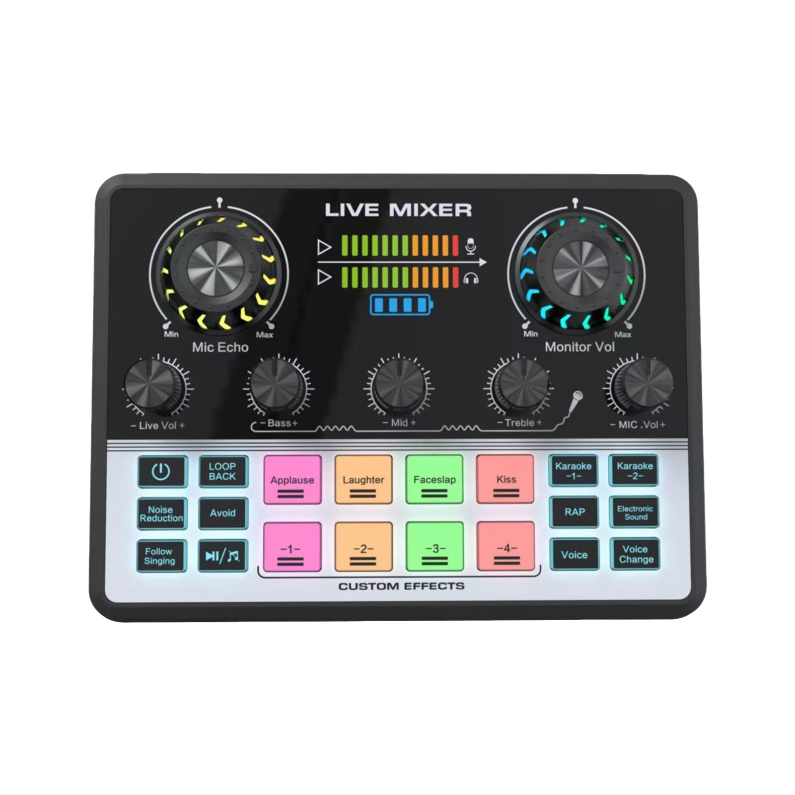 Live Streaming Sound Mixer Sound Card Rechargeable Plug And Play Adjustable Bass Treble…