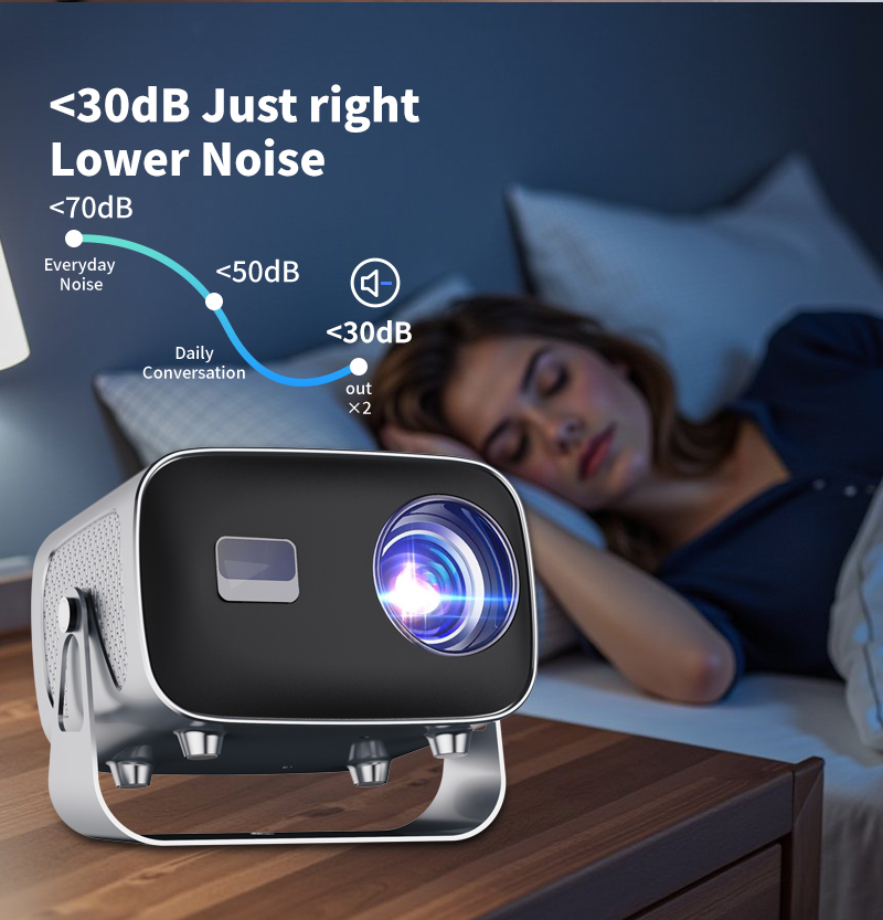 A10 Portable Smart Projector, Native 720P Support 4K Decoding, Android 14 System Auto…